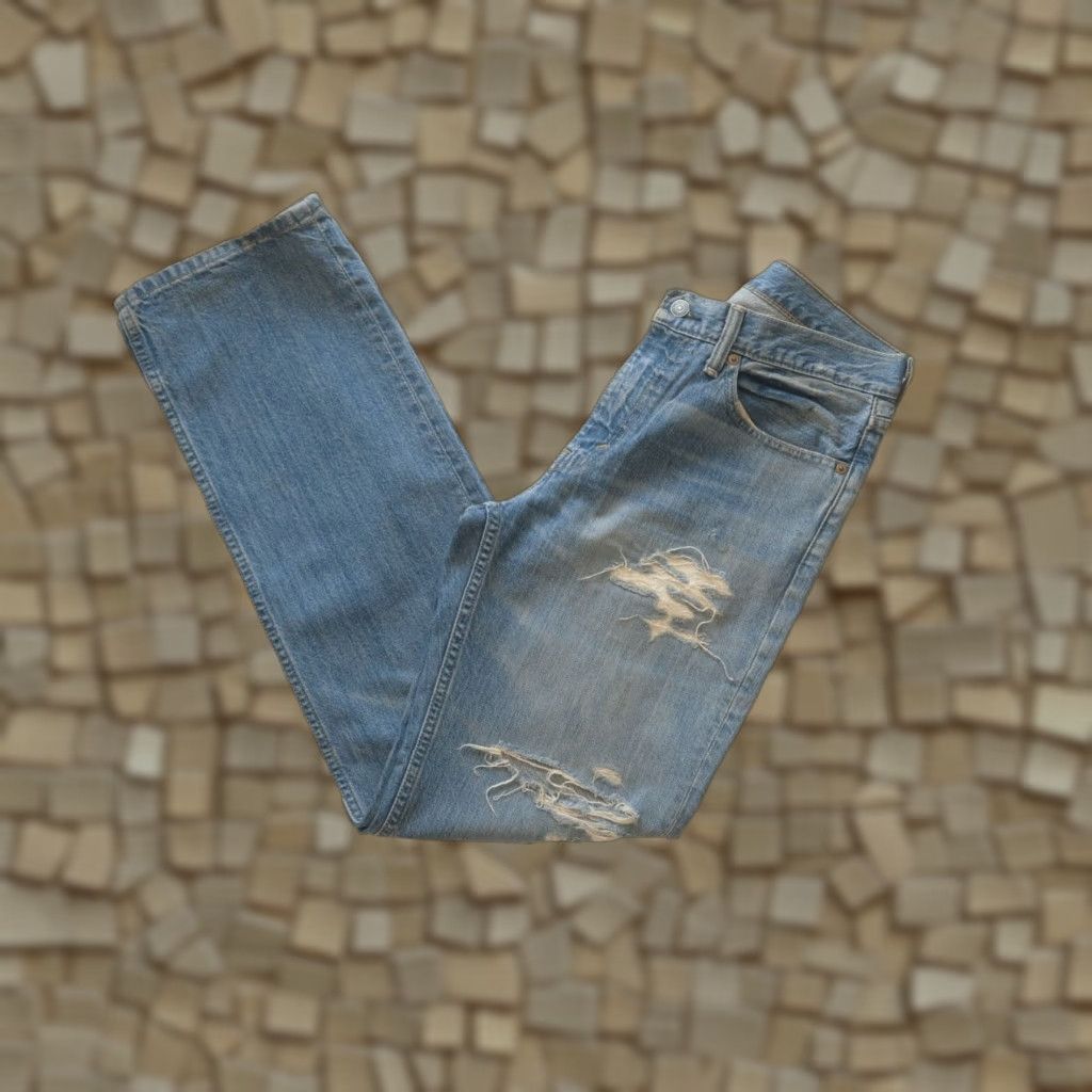 Levi's VINTAGE LEVI'S 514 JEANS 32x32 Distressed Blue 100% Cotton Mens Jeans 90s Style USA 9" Rise Size US 32 / EU 48 - 1 Thumbnail