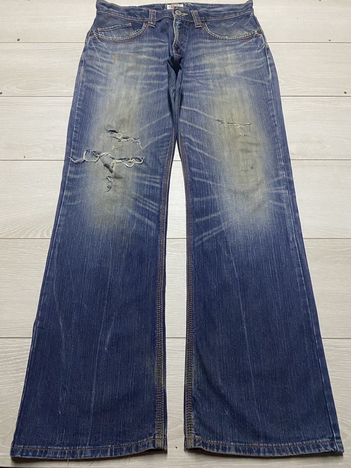 Junya Watanabe Vintage Edwin XV Buckle Back Wide Leg Baggy Bootcut Jeans Size US 36 / EU 52 - 2 Thumbnail