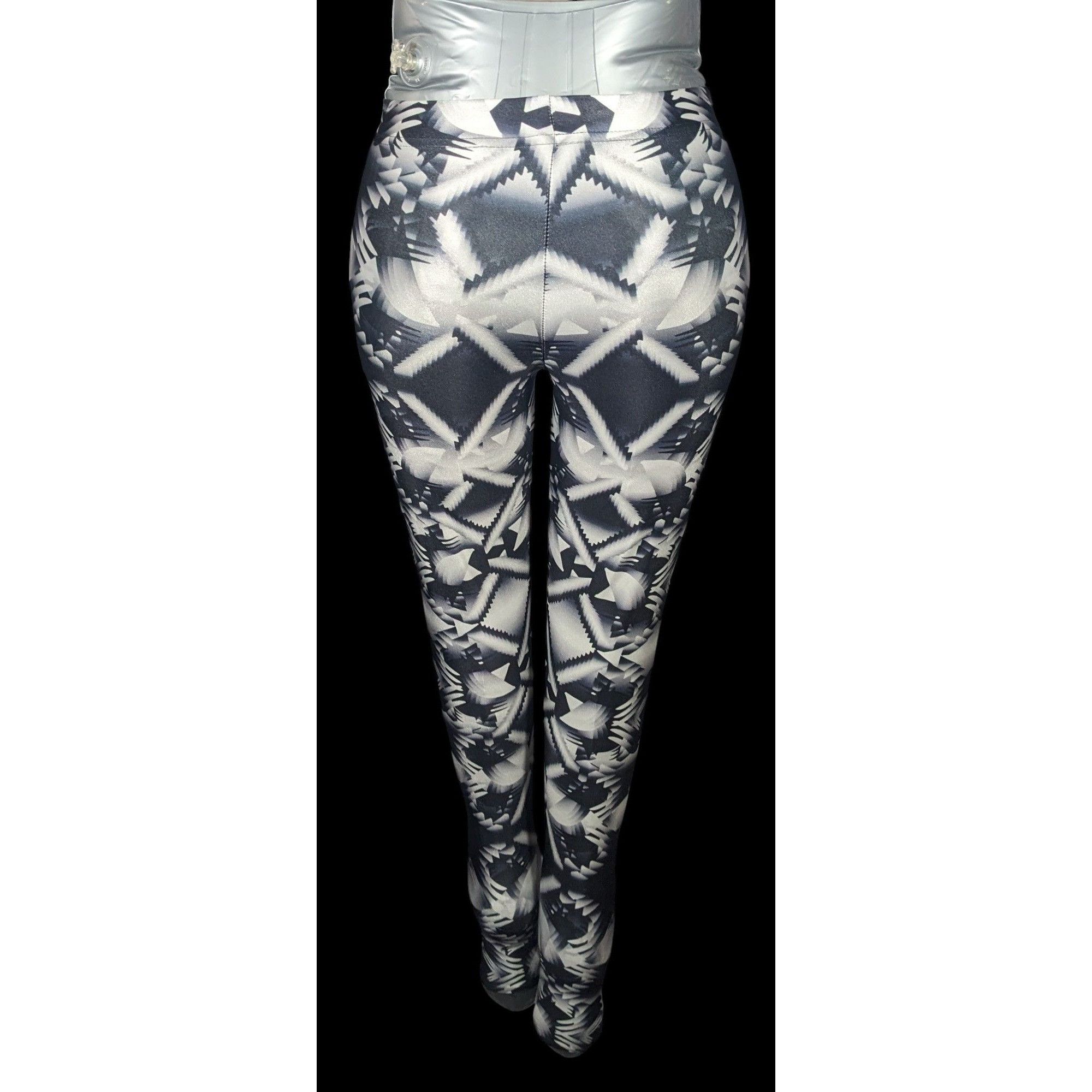 BlackMilk Black Milk Black And White Geometric Print Leggings Size XS Size 22" - 2 Thumbnail