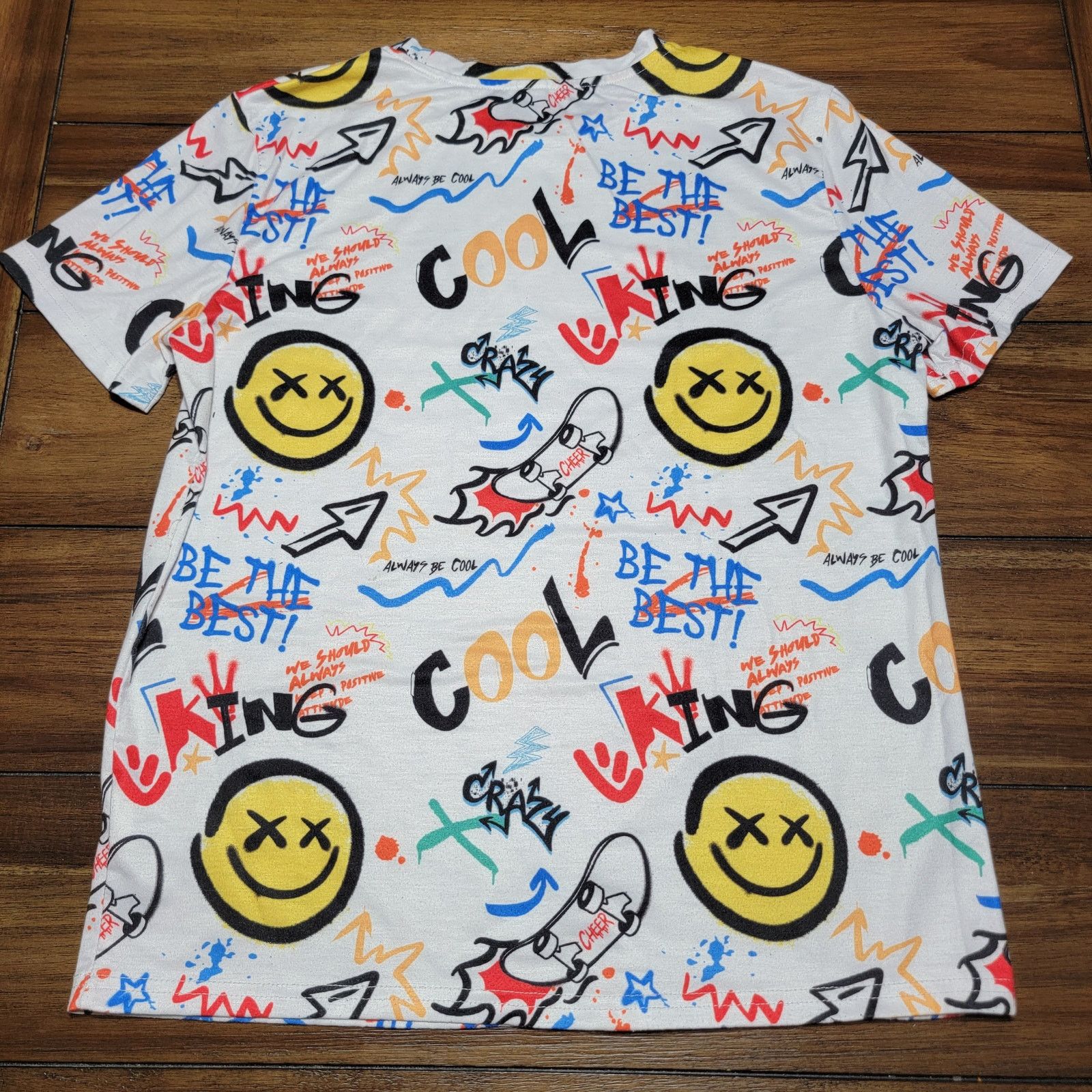 Shein Shein White Tee w/ All Over Skater Graffiti - Size Adult Med Size US M / EU 48-50 / 2 - 2 Thumbnail