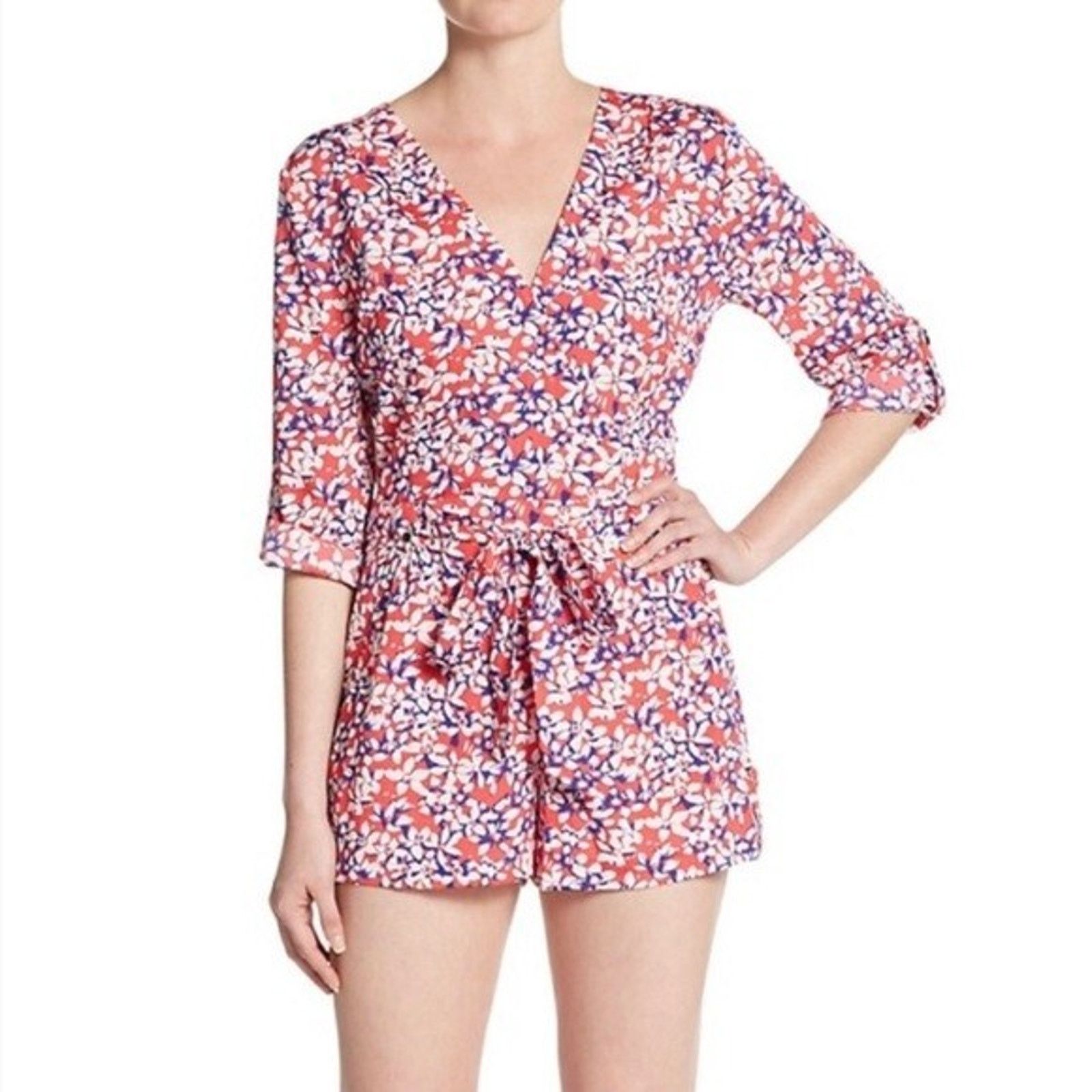 Other New Yumi Kim Women's Pink & Blue Floral Belted Romper XS Size 28" / US 6 / IT 42 - 1 Thumbnail