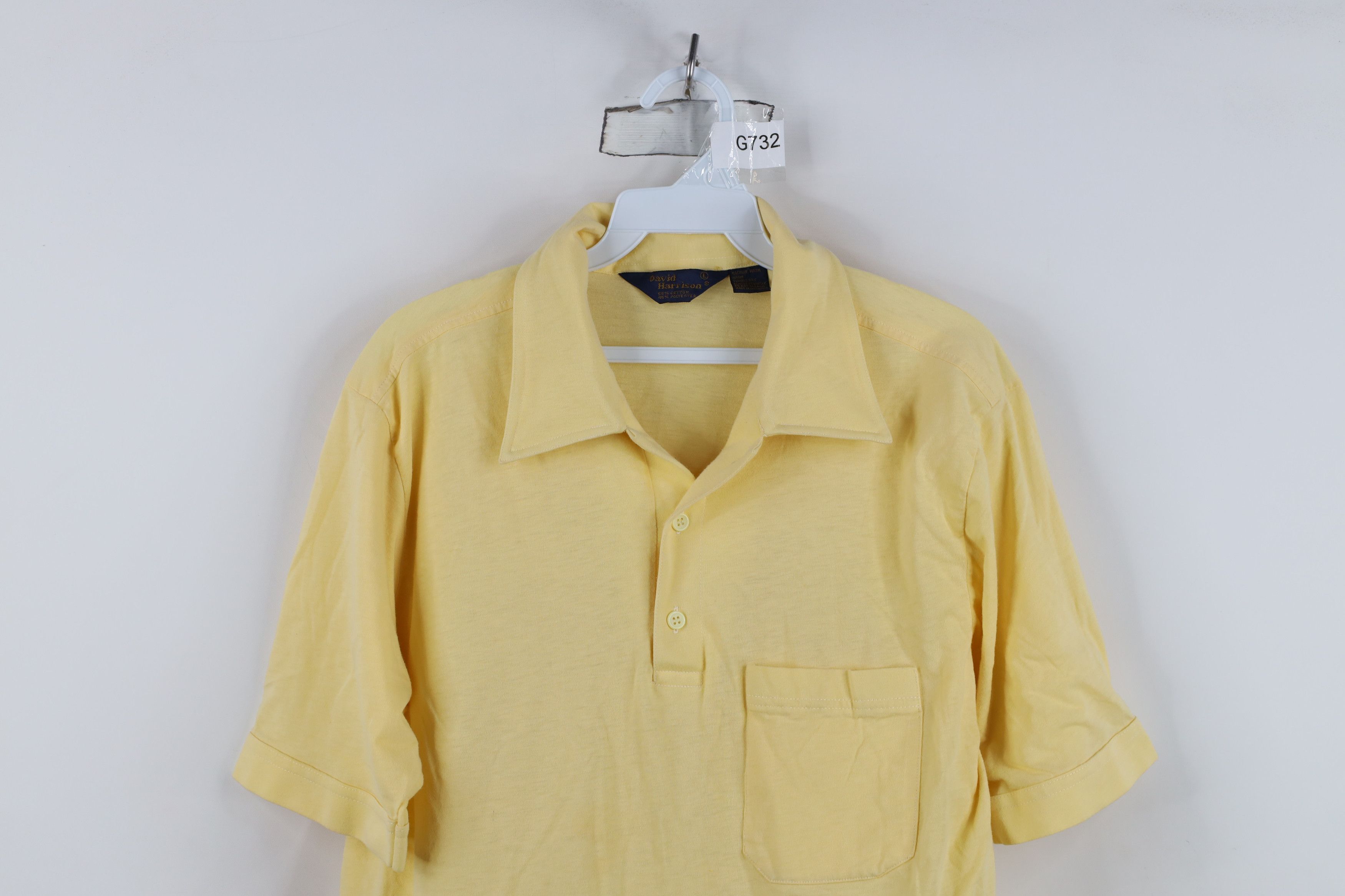 Vintage Vintage 70s Streetwear Blank Knit Collared Polo Shirt Yellow Size US L / EU 52-54 / 3 - 2 Thumbnail