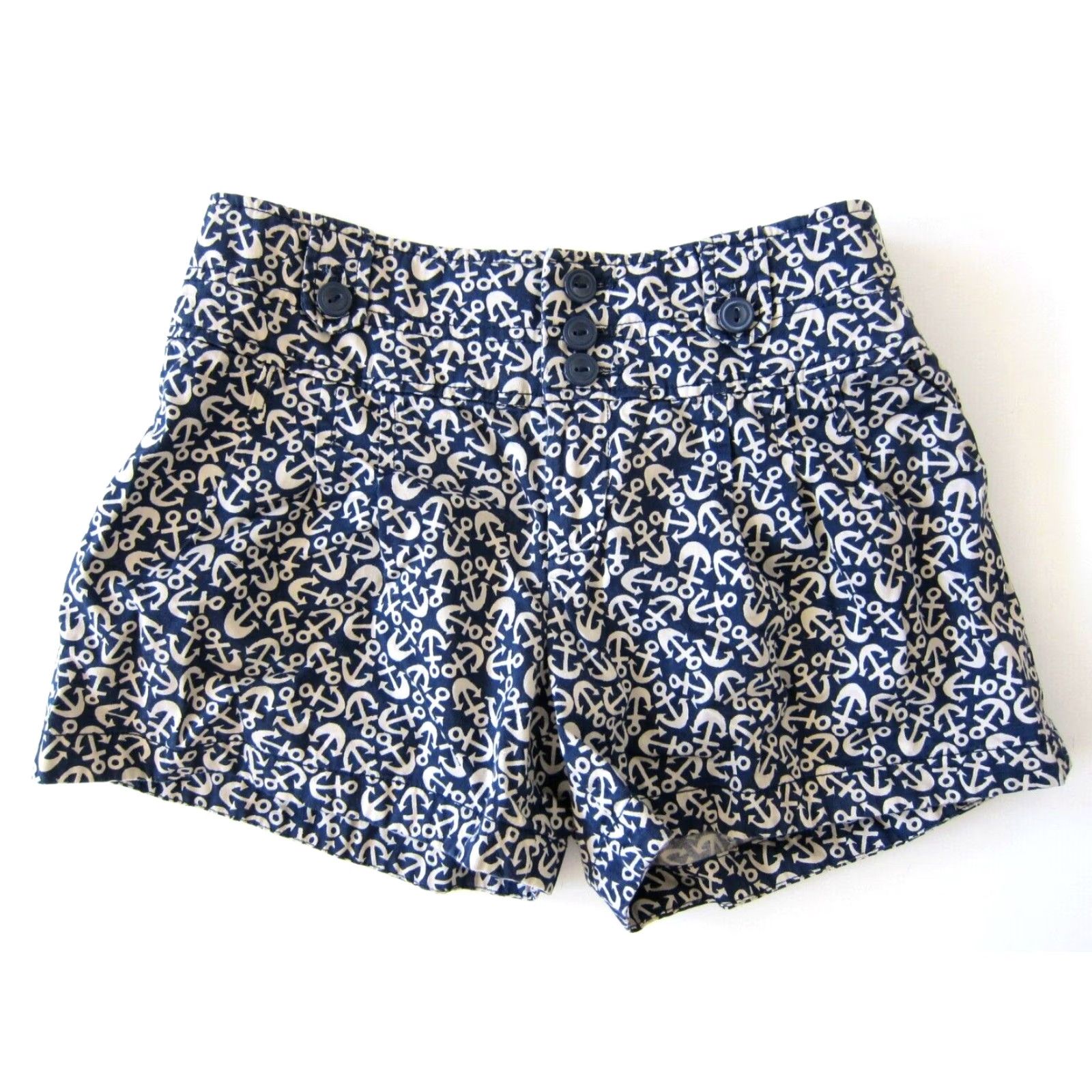 Anthropologie Hei Hei Anthropologie 100% Cotton Blue Anchor Sailor Boat Pleated Short Women 2 Size 26" / US 2 / IT 38 - 2 Thumbnail