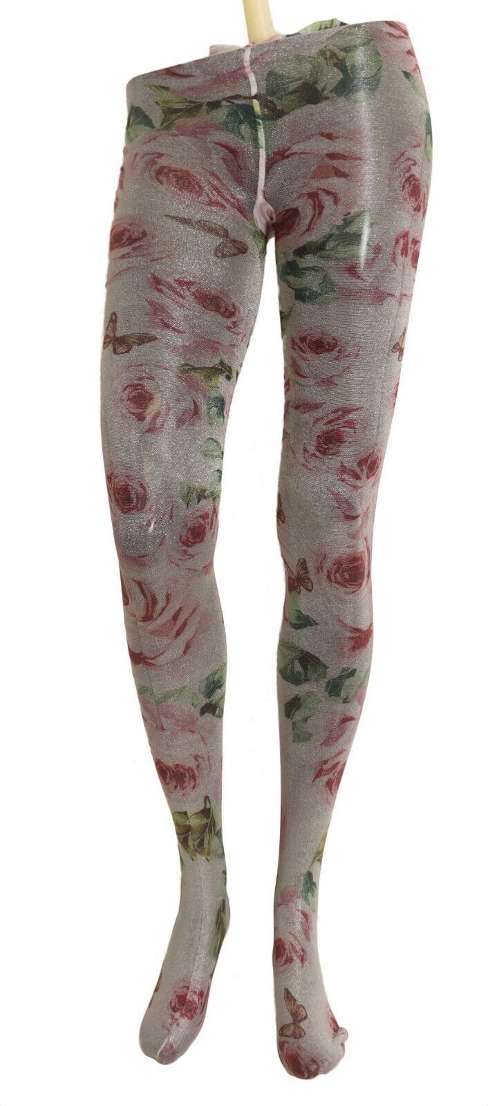 image of Dolce Gabbana Floral Print Stockings Nylon Women's Tights in White (Size 30)