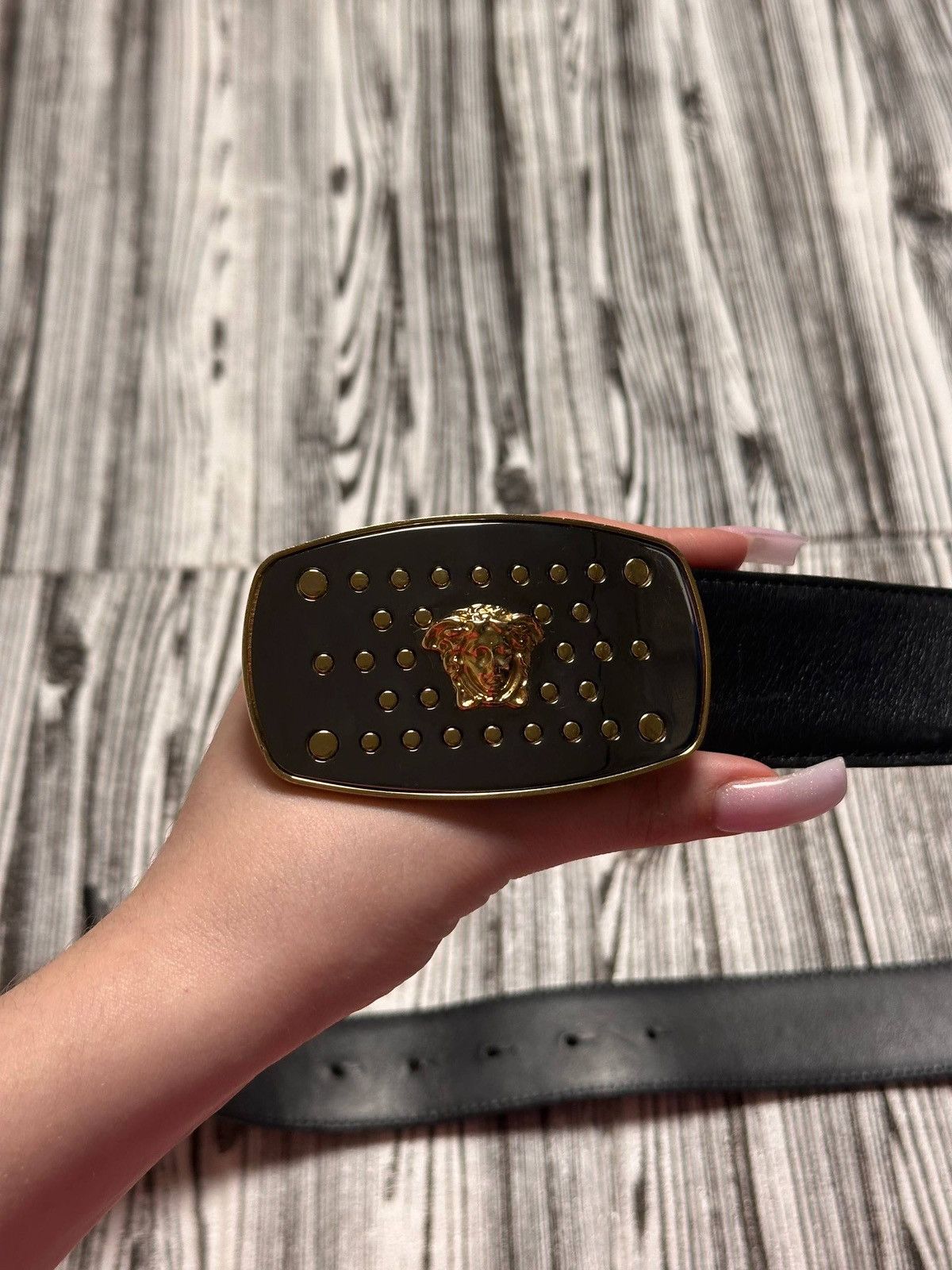 Versace Rare Versace Black Classic Leather Belt Gold Medusa Buckle Size ONE SIZE - 3 Thumbnail