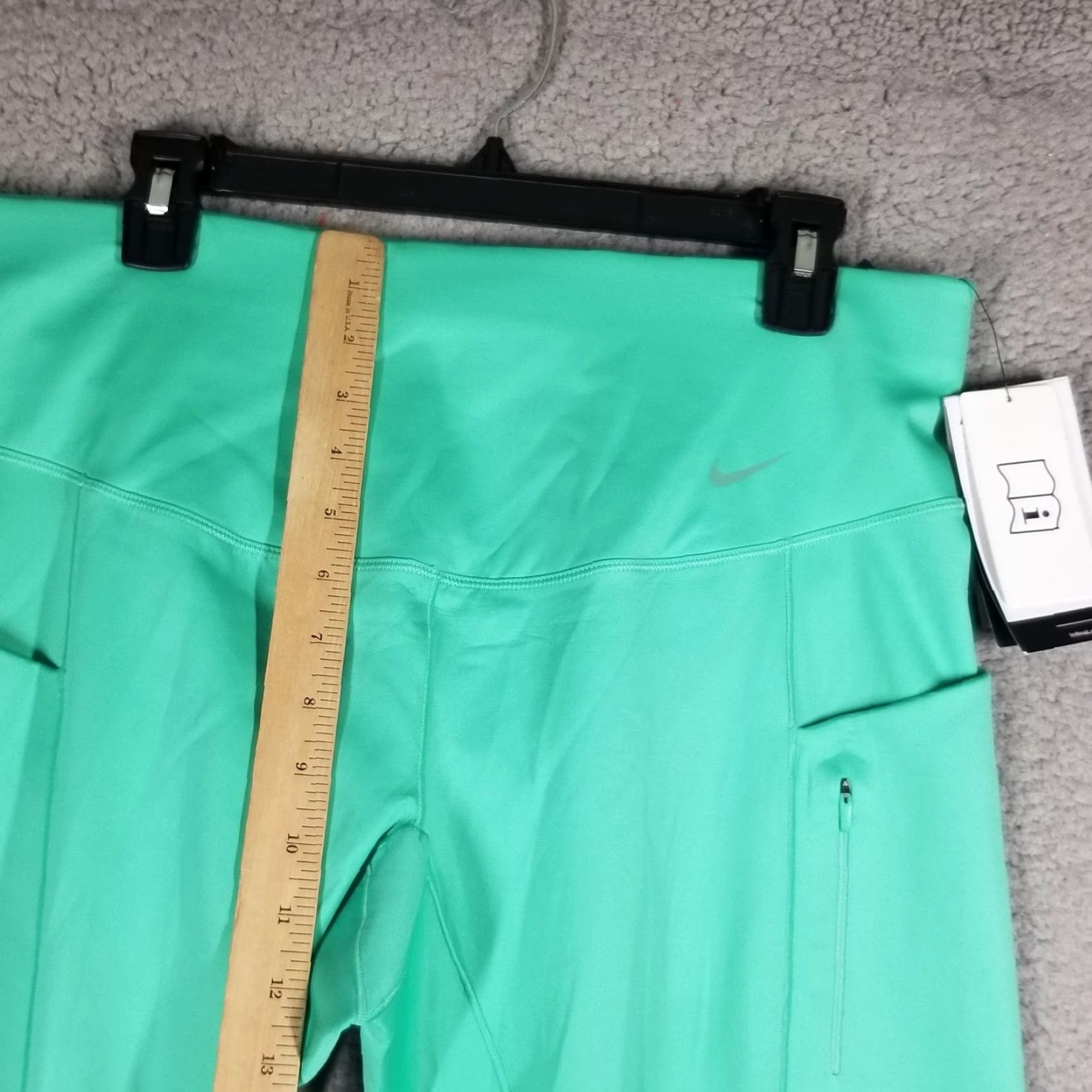 Nike NIKK Dri-FIT High Waisted Running Leggings Womens Plus 1X Green Ankle Pockets Athleisure Size 40" / US 18 - 6 Thumbnail