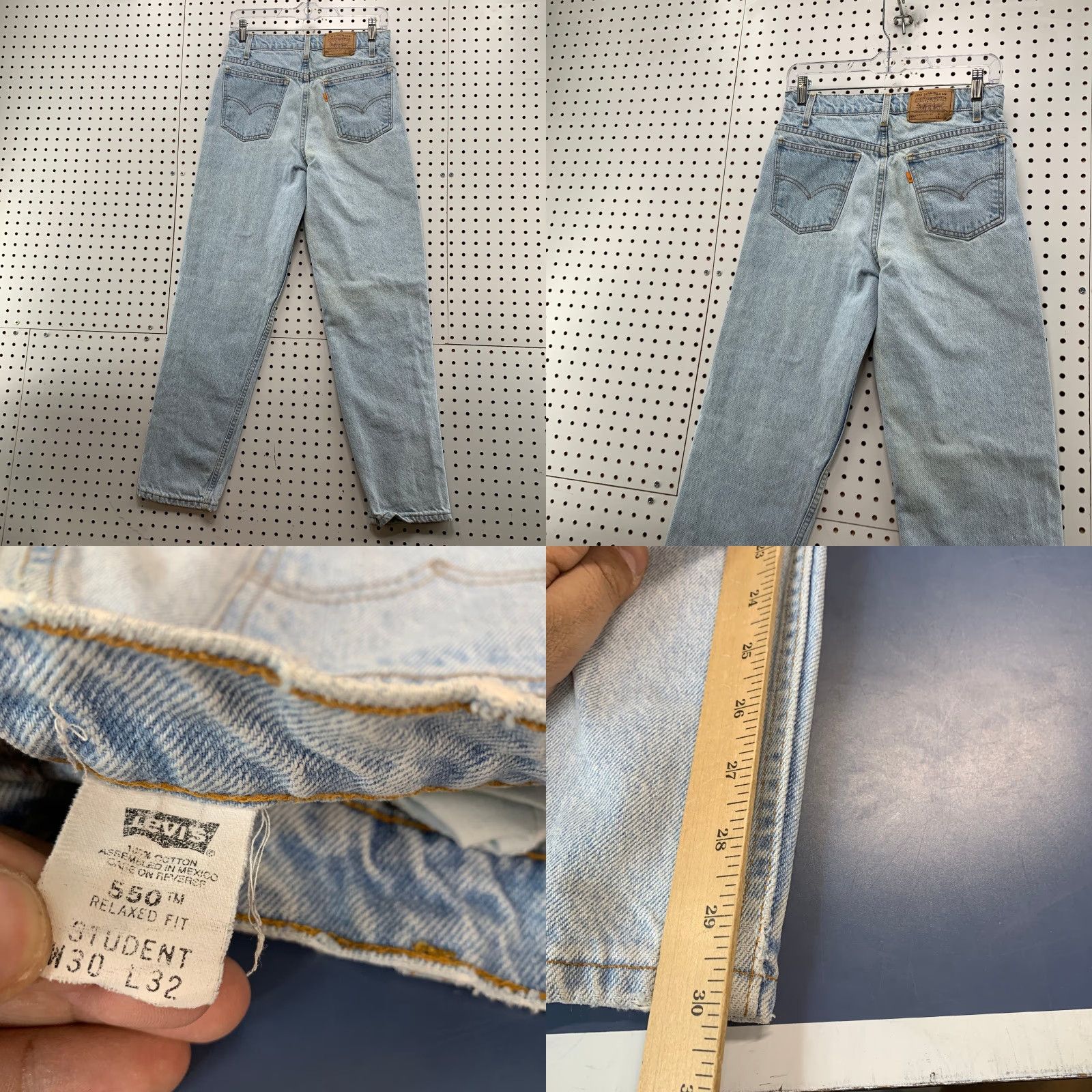 Levi's VINTAGE Levi's Jeans 550 Denim Mens 28x30 90s Orange Tab 5-Pocket Design Blue 90s Levi's 550 Jeans Mens 28x30 Size US 28 / EU 44 - 8 Thumbnail