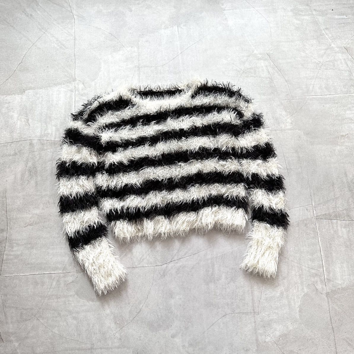 Crazy Fuzzy Junya Watanabe Style Striped Mohair Knit Sweater