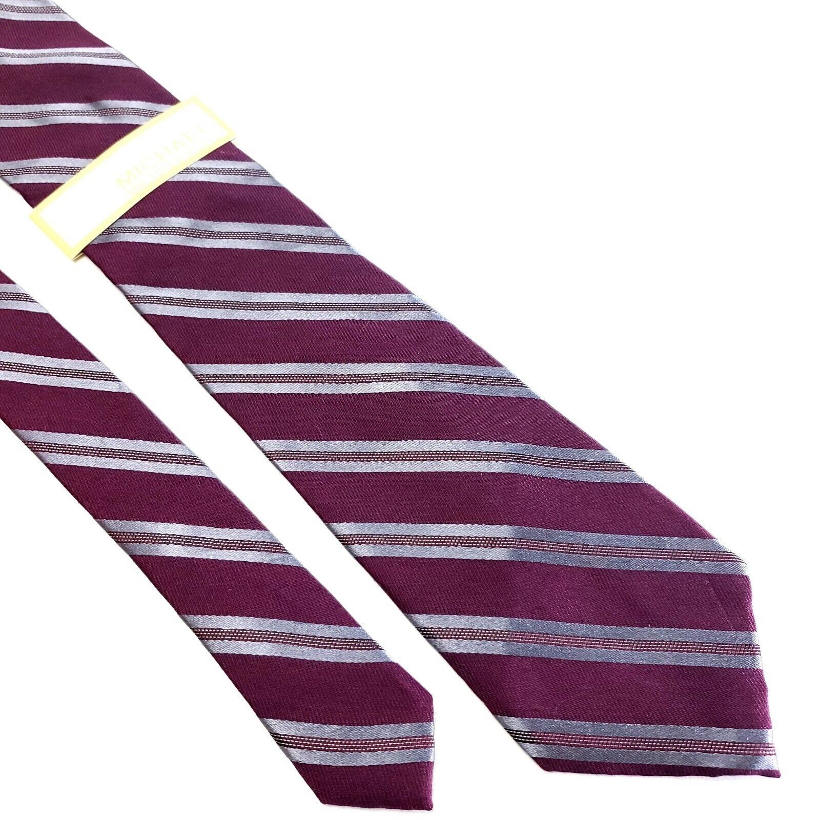 Michael Kors Michael Kors Silk Tie Woven Striped Maroon Red Skinny Size ONE SIZE - 1 Thumbnail