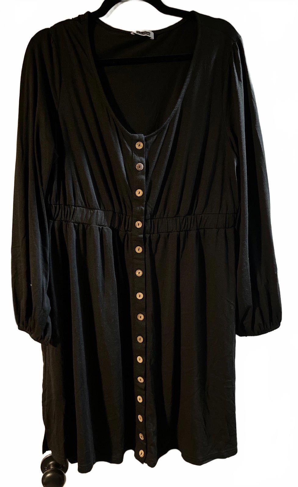 Designer Stylish Black Dress with Button Detail by Royal & Reese Size XL / US 12-14 / IT 48-50 - 1 Thumbnail