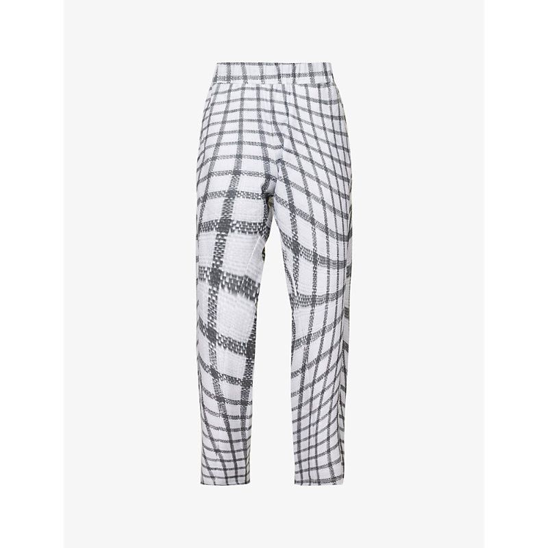 Bianca Saunders o1mle0725 Lounge Grid Print Trousers in Gray/White Size US 30 / EU 46 - 1 Preview