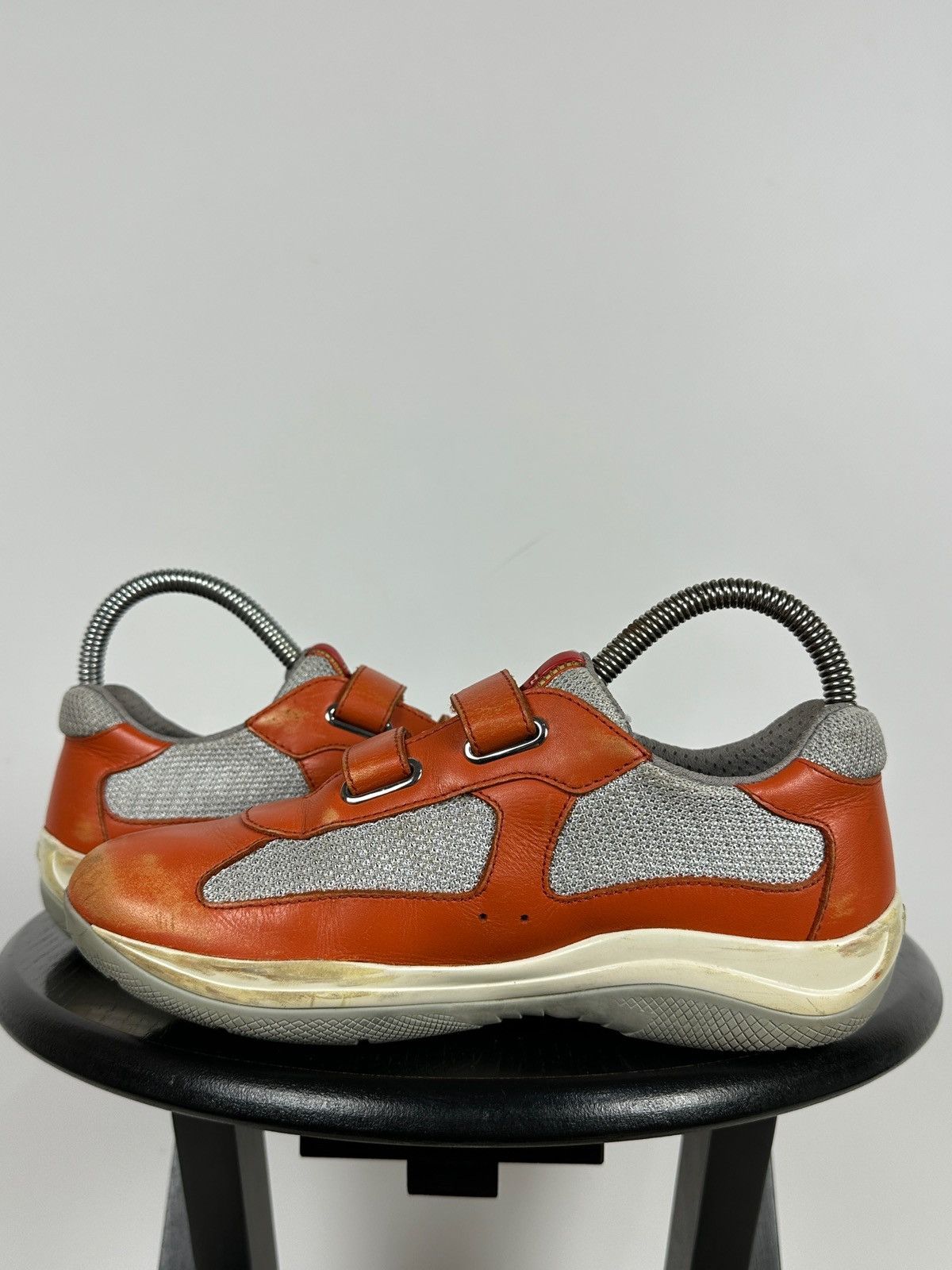 Prada Vintage Prada America’s Cup Orange Leather Sneakers Size US 5 / IT 35 - 8 Thumbnail