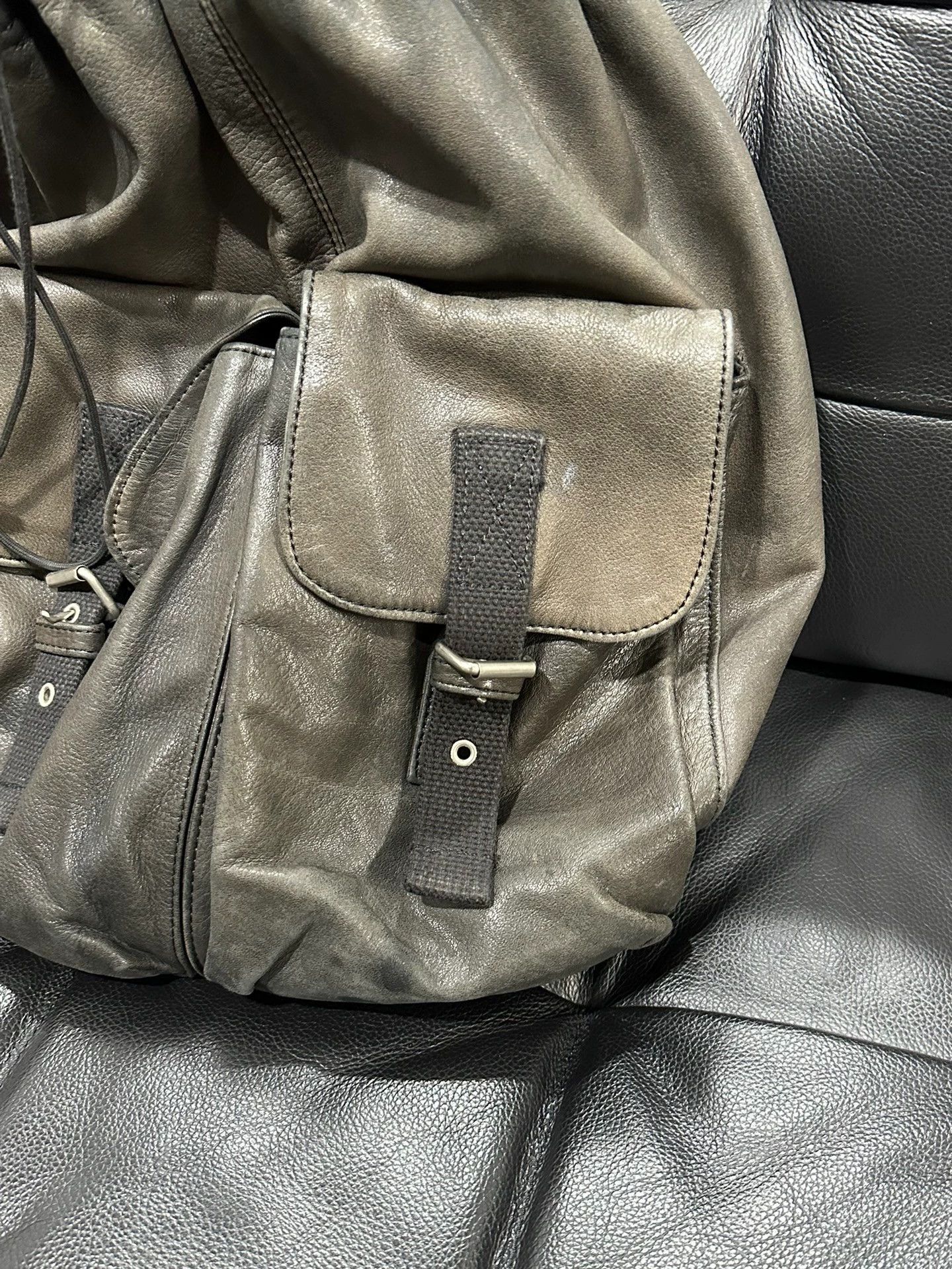 Yohji Yamamoto Yohji Yamamoto Y's Men Leather Backpack 46x45 Faded Size ONE SIZE - 3 Thumbnail