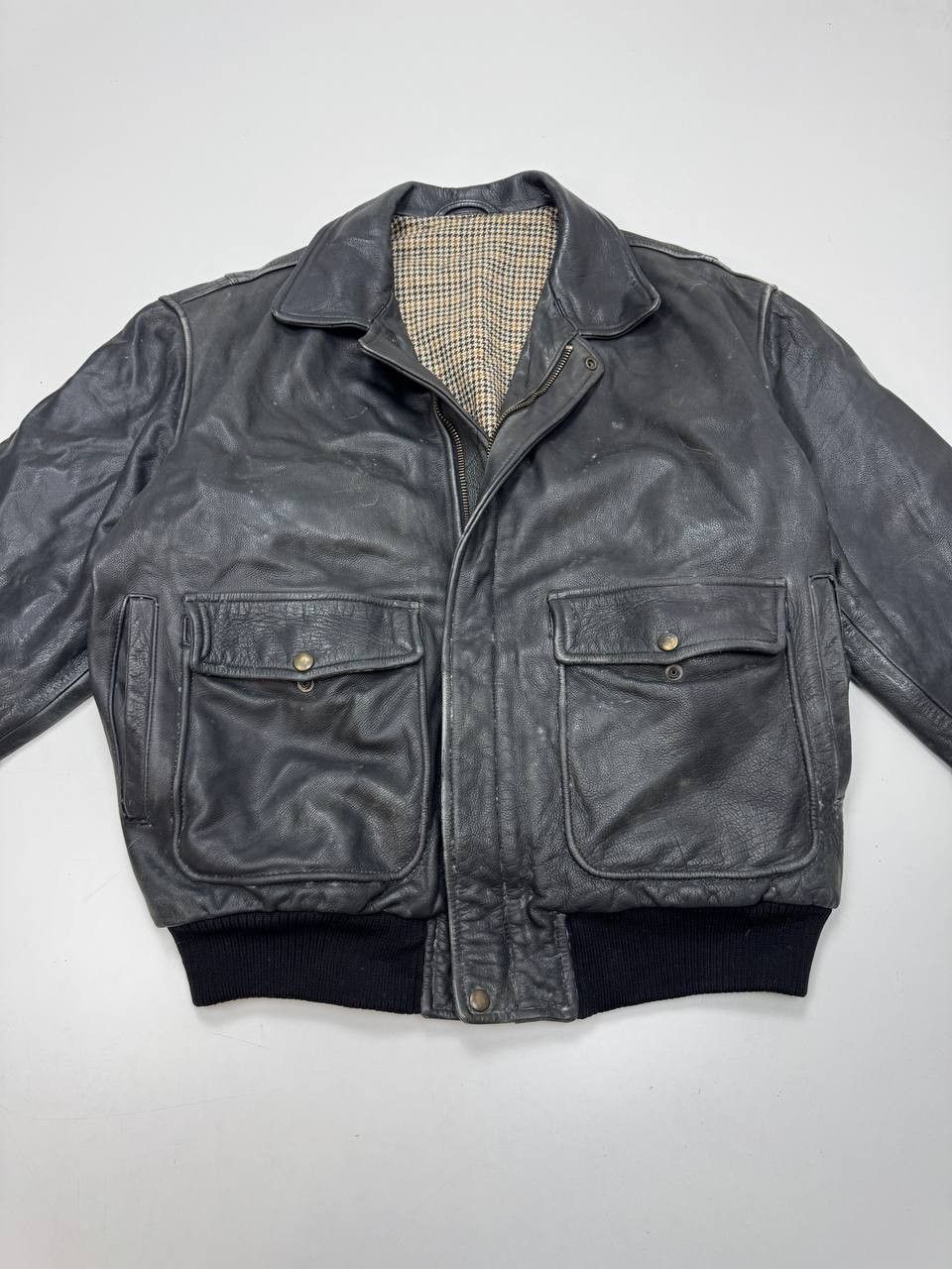 Vintage vintage leather bomber jacket for men Size US L / EU 52-54 / 3 - 2 Thumbnail