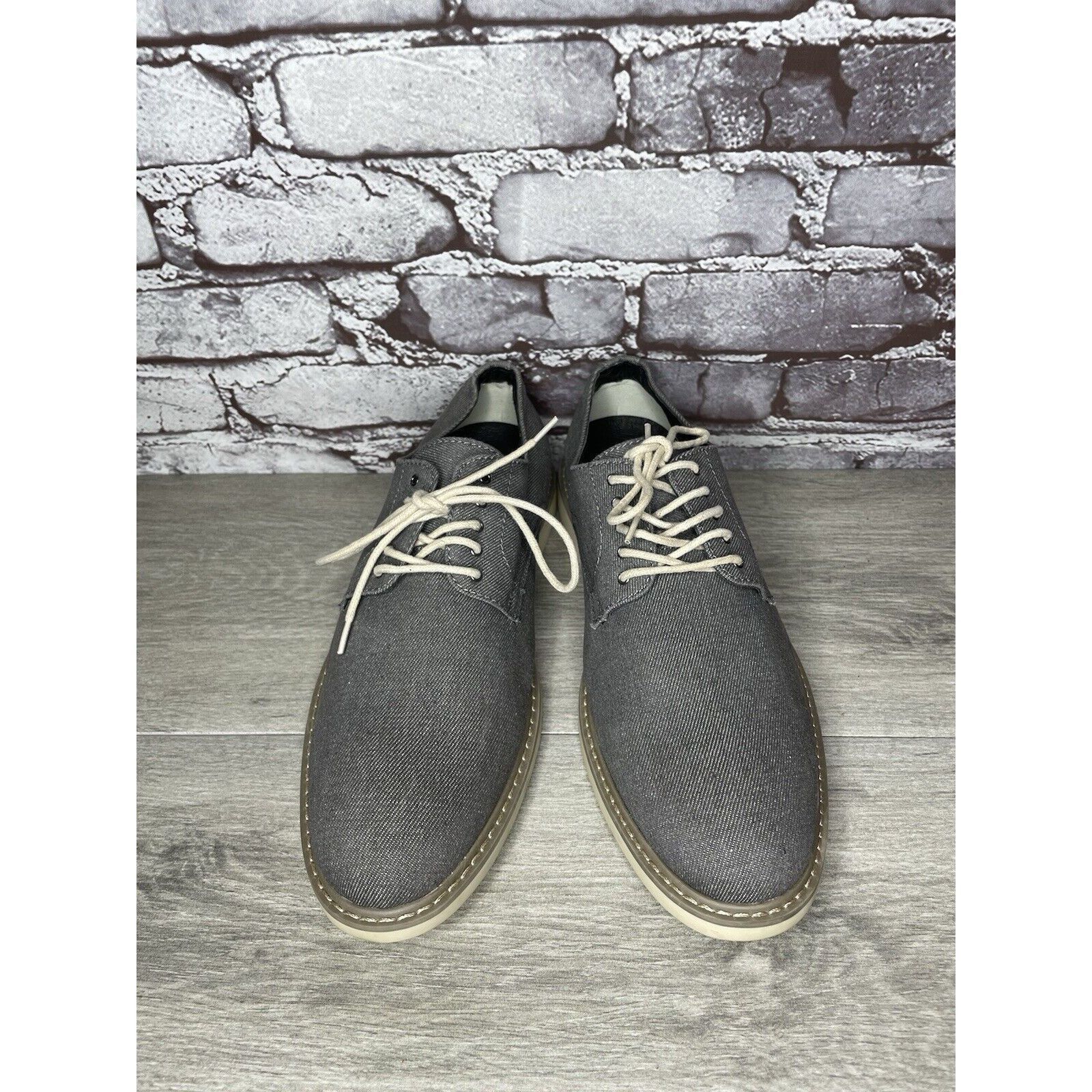 Public Opinion Public Opinion Gray Derby Oxfords Textured Fabric Casual Lac Size US 9.5 / EU 42-43 - 24 Thumbnail