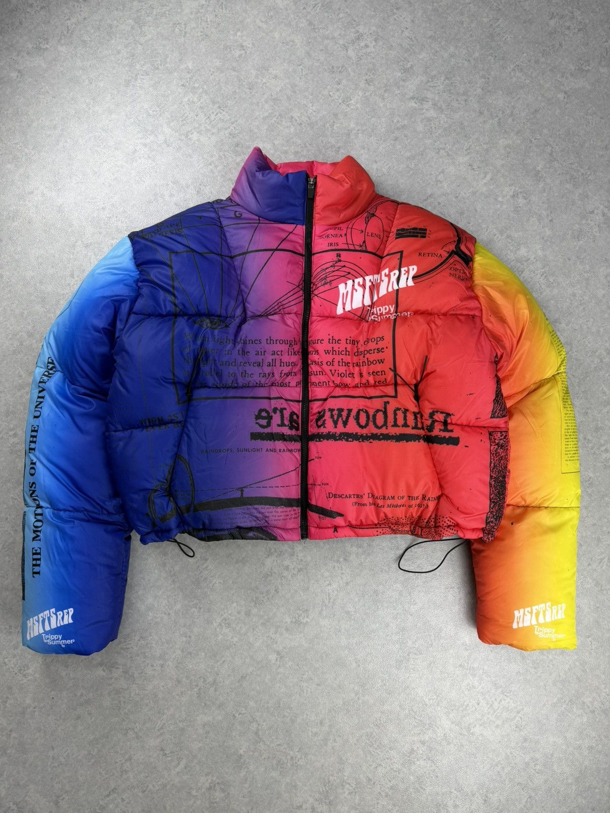 MSFTSrep Trippy Summer Rainbow Puffer Jacket Size L