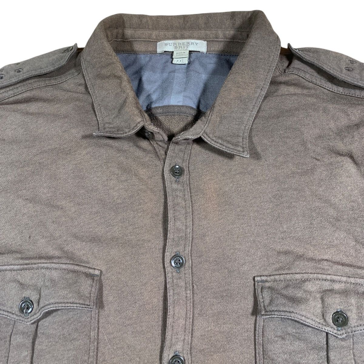 Burberry × Designer × Vintage Burberry Brit Button Up Shirt Sweater Jacket Thick Vintage Size US XXL / EU 58 / 5 - 3 Thumbnail