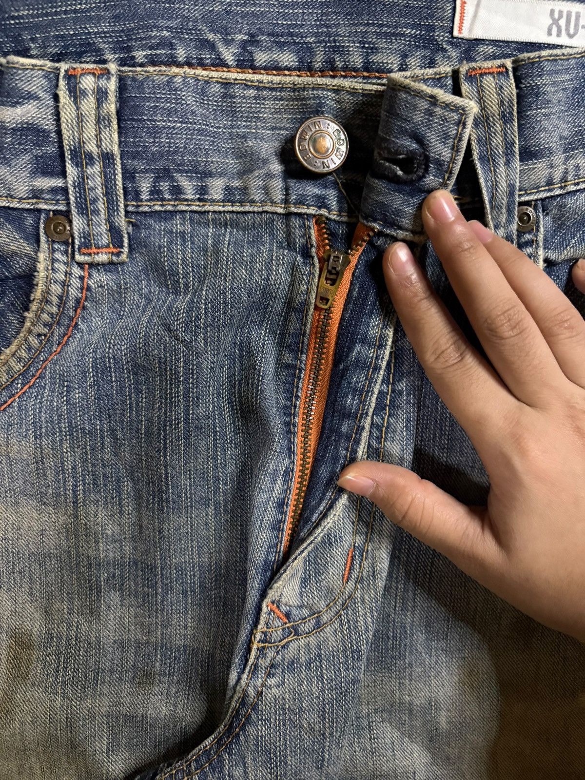 Edwin × Japanese Brand Exclusive Vintage Edwin XVS Mud Wash Distressed Baggy Jeans Size US 36 / EU 52 - 3 Thumbnail