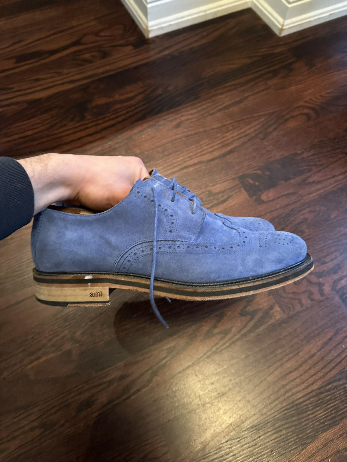 AMI AMI Light Blue Suede Brogue (43) Size US 10 / EU 43 - 1 Thumbnail