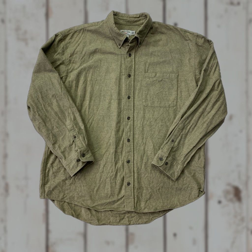 Vintage Dunn's Chamois Green Long Sleeve Cotton Button Down Shirt 2XL Tall Men Classic Casual Workwear Size US XXL / EU 58 / 5 - 1 Thumbnail