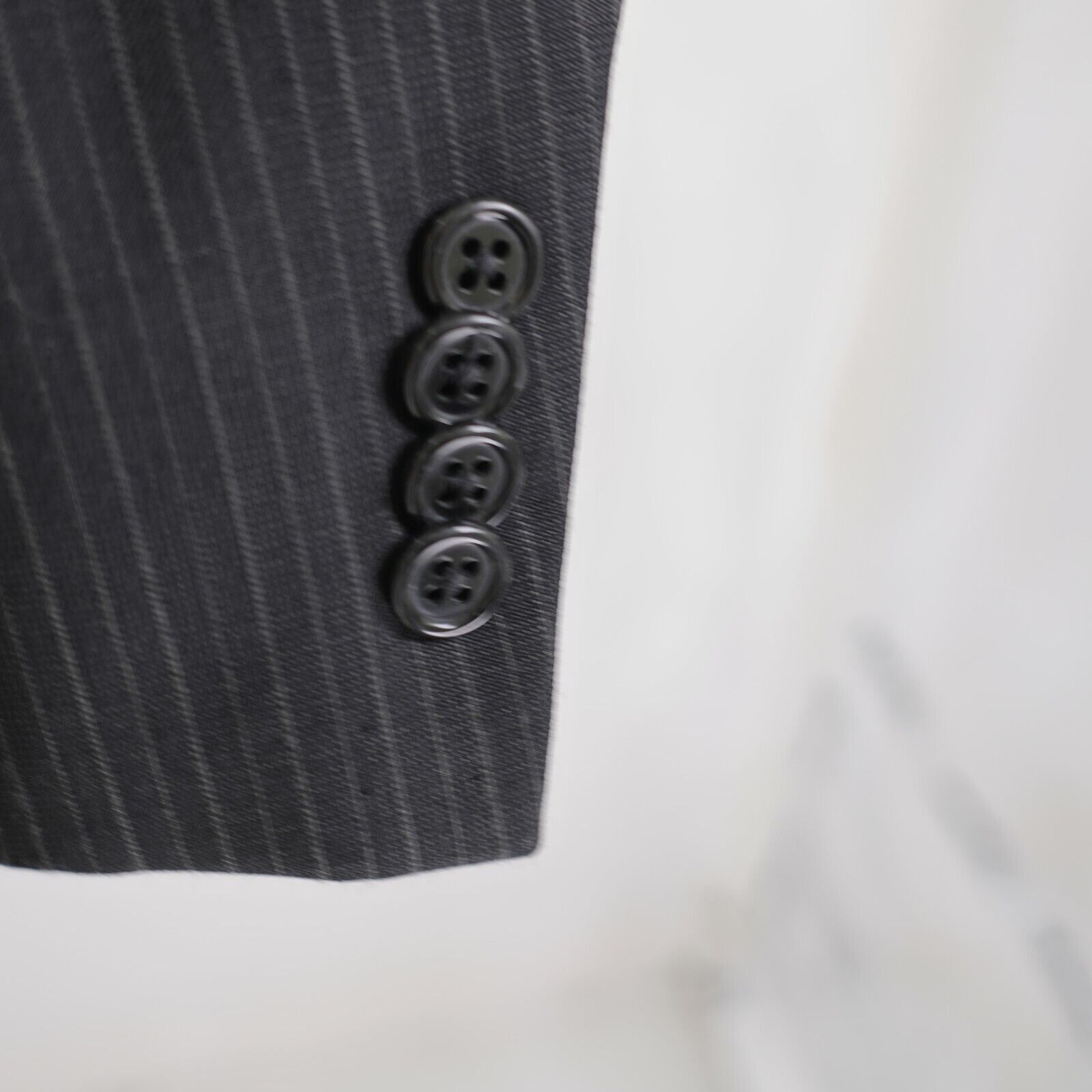 Hart Schaffner Marx Hart Schaffner Marx Black Striped Wool 2 Button Suit Jacket Size 42R - 3 Thumbnail