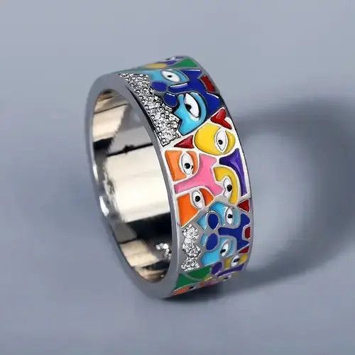 Japanese Brand Multicolor Eyes Ring Size ONE SIZE - 1 Thumbnail