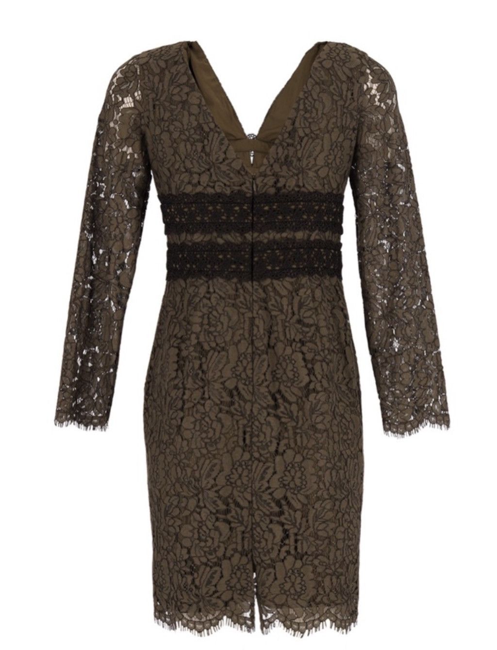 Diane von Furstenberg Diane Von Furstenberg Olive Long Sleeve Viera Lace Dress Size M / US 6-8 / IT 42-44 - 4 Thumbnail