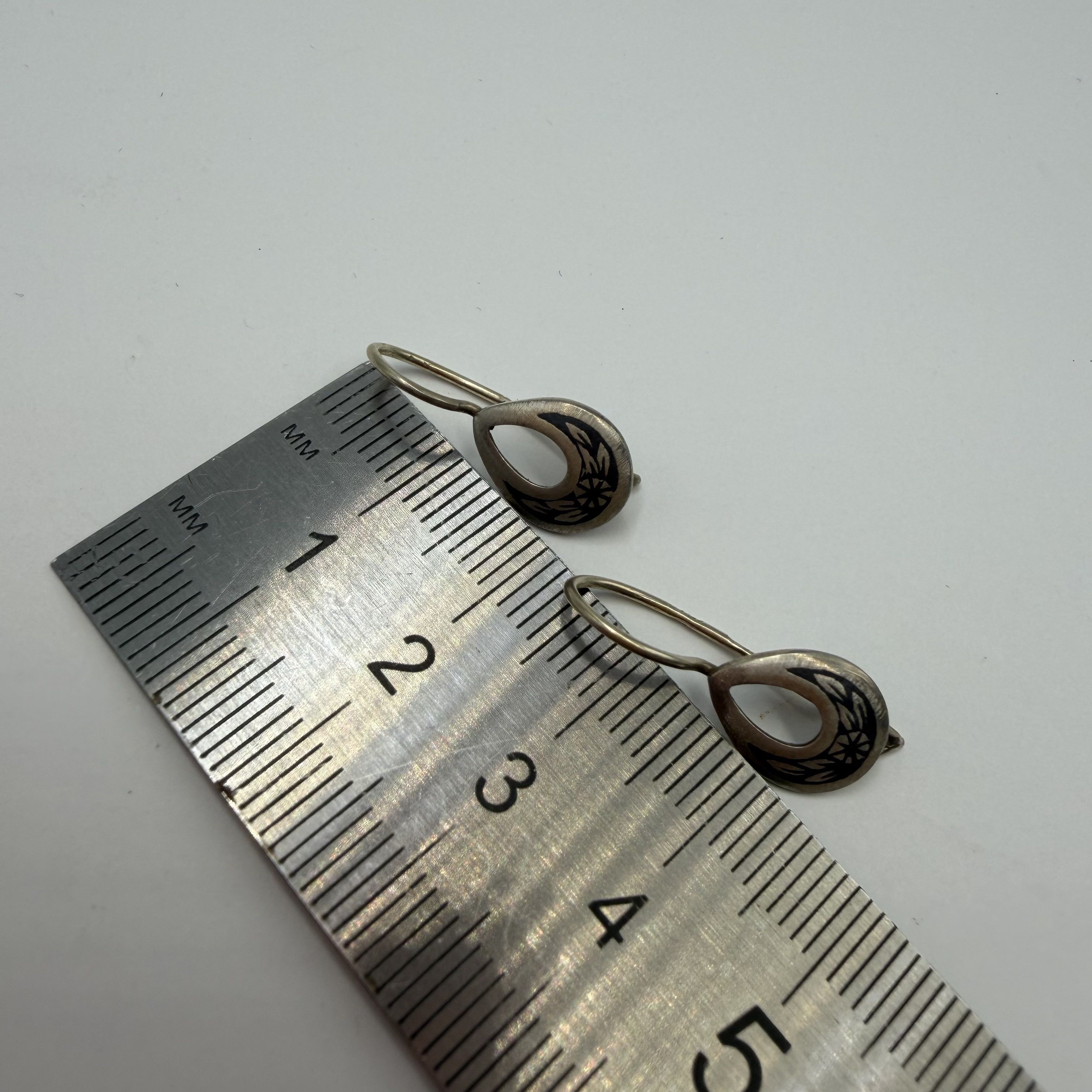Vintage Vintage Soviet 875 Silver Niello Drop Earrings Size ONE SIZE - 5 Thumbnail