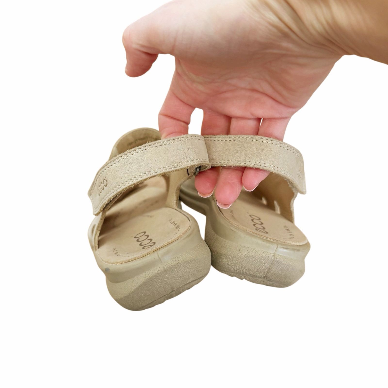 Ecco Ecco Beige Leather Breeze 3 Strap Sandals Sz 39 Size US 8.5 / IT 38.5 - 5 Thumbnail