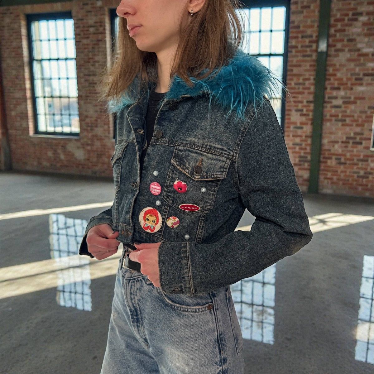 If Six Was Nine Cyber Y2K Rhinestones Gothic Vintage Cropped Jacket Size S / US 4 / IT 40 - 4 Thumbnail