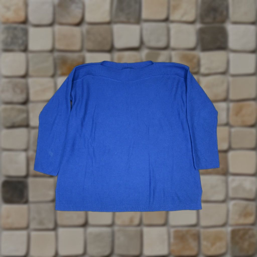 J. Jill VINTAGE J. Jill Sweater Womens Medium Blue Cotton Pullover Boat Neck 3/4 Sleeve Size M / US 6-8 / IT 42-44 - 1 Thumbnail