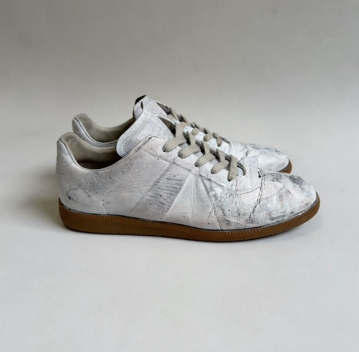 Maison Margiela White/Silver Painted OG GAT Sneakers Size US 13 / EU 46 - 1 Thumbnail