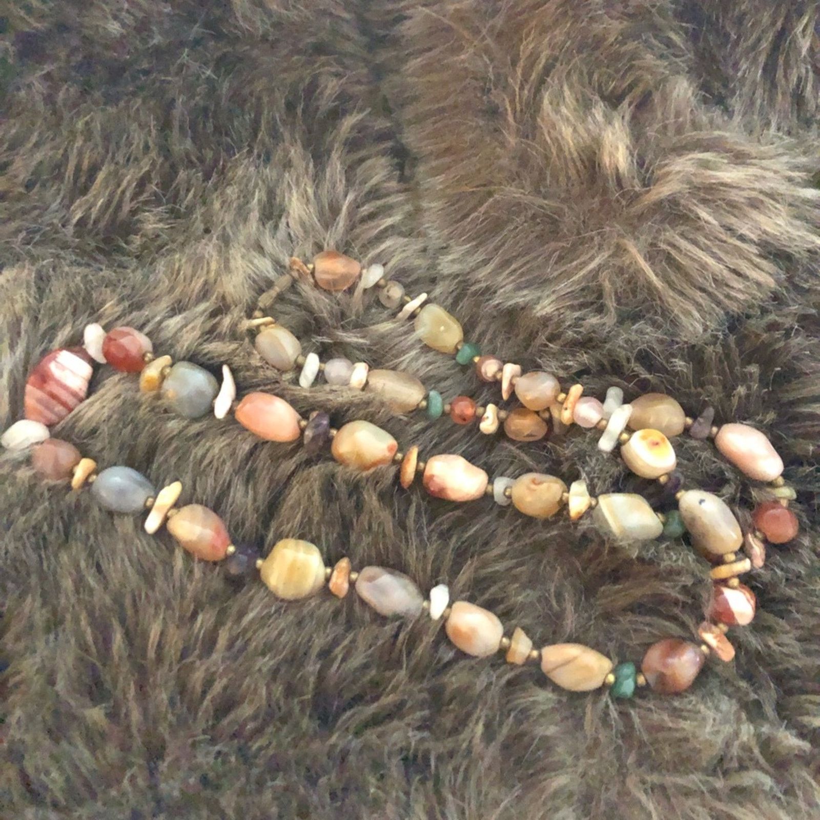 Vintage Vintage 70s natural agate stone long necklace Size ONE SIZE - 6 Thumbnail
