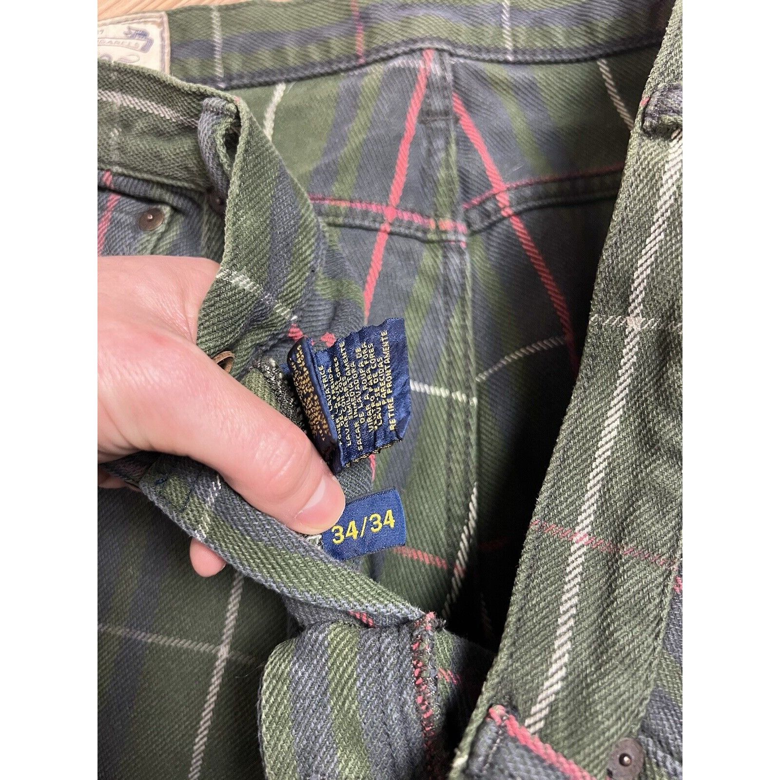 Ralph Lauren Polo Ralph Lauren Dungarees Green Checked Denim Pants Size 3 Size US 34 / EU 50 - 11 Thumbnail