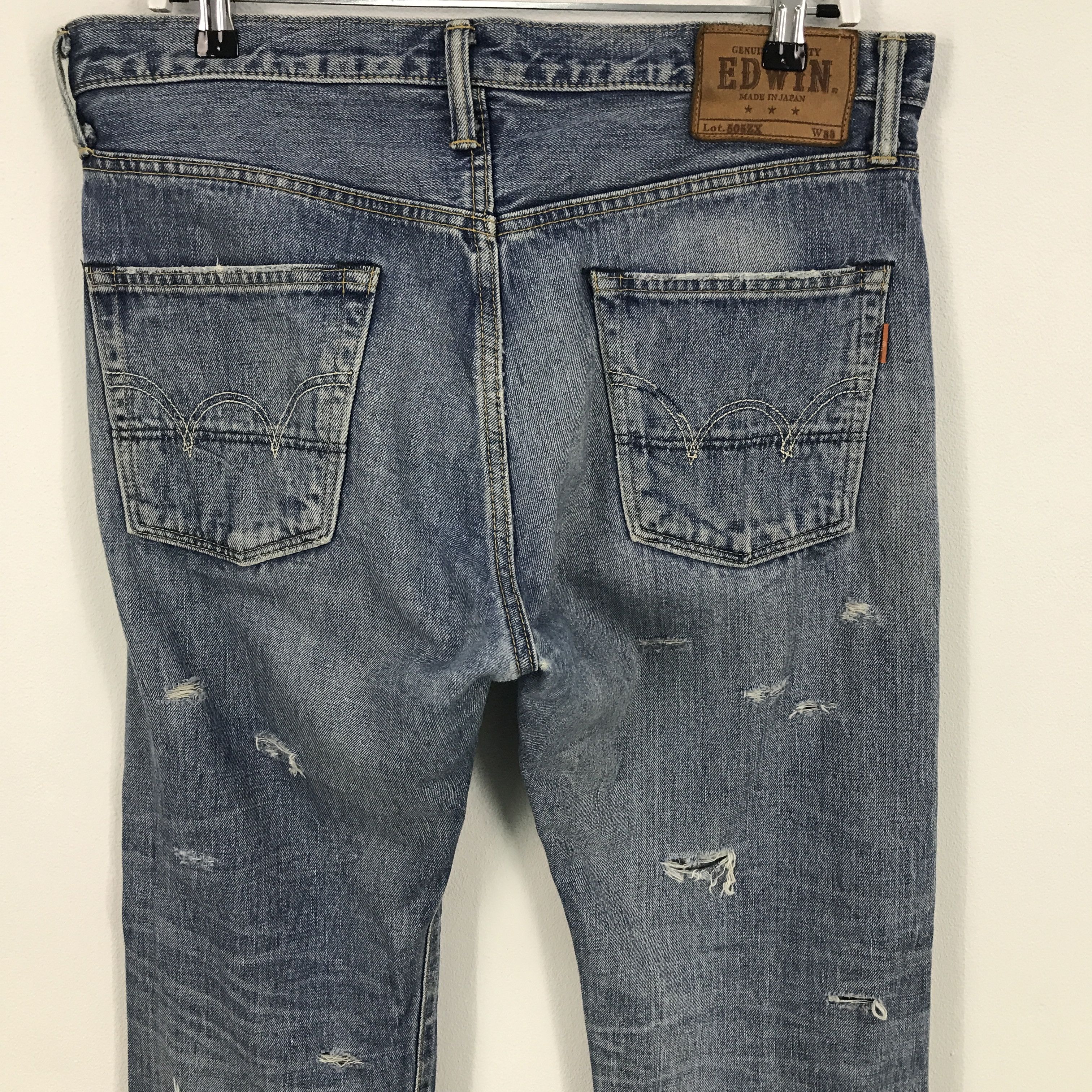 Edwin × Japanese Brand Rare edwin distressed jeans Size US 33 - 5 Thumbnail