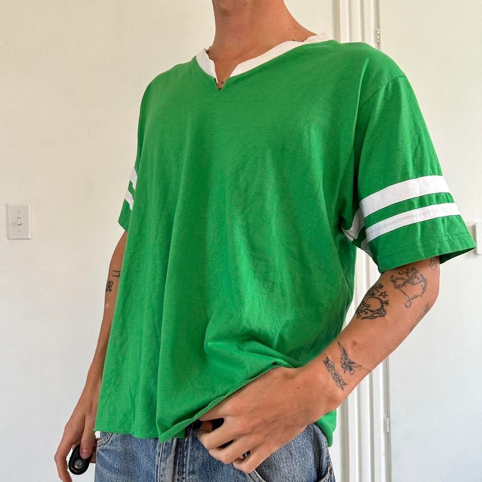 Vintage Vintage Y2K Ghast Chopped Blank basic Green Jersey Shirt Size US XL / EU 56 / 4 - 3 Thumbnail