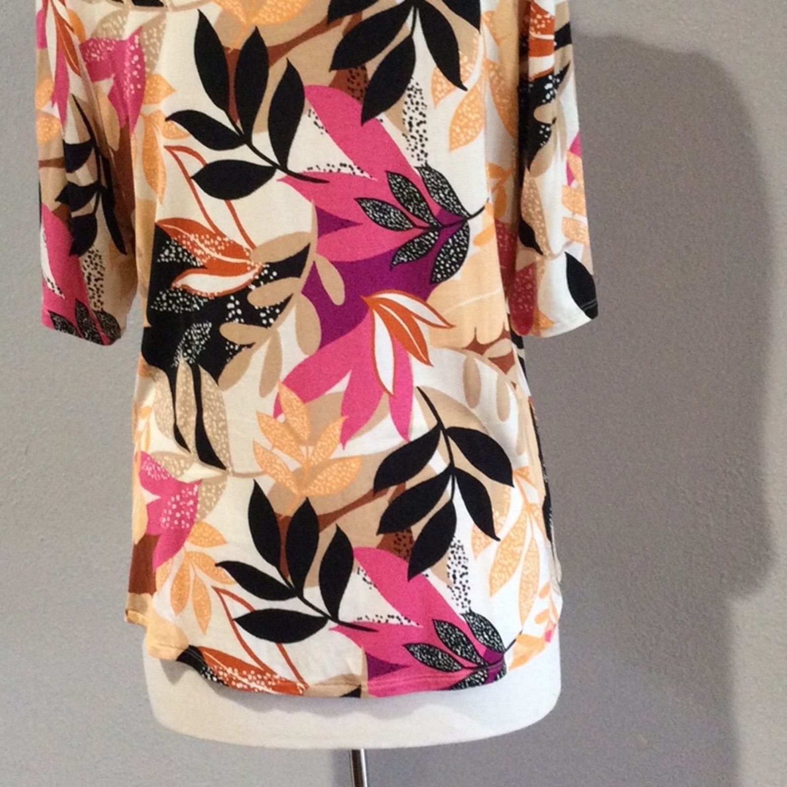Apt. 9 Apt 9 Multicolor Foliage Print Soft 3/4 Sleeve Tunic Size XL Size XL / US 12-14 / IT 48-50 - 9 Thumbnail