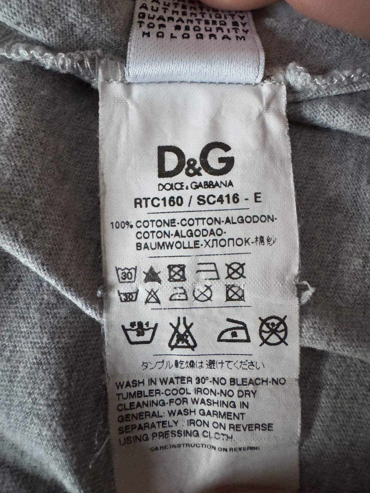 Dolce & Gabbana 🔥🔥 Dolce & Gabbana Grey Cotton T-Shirt Size US L / EU 52-54 / 3 - 8 Thumbnail