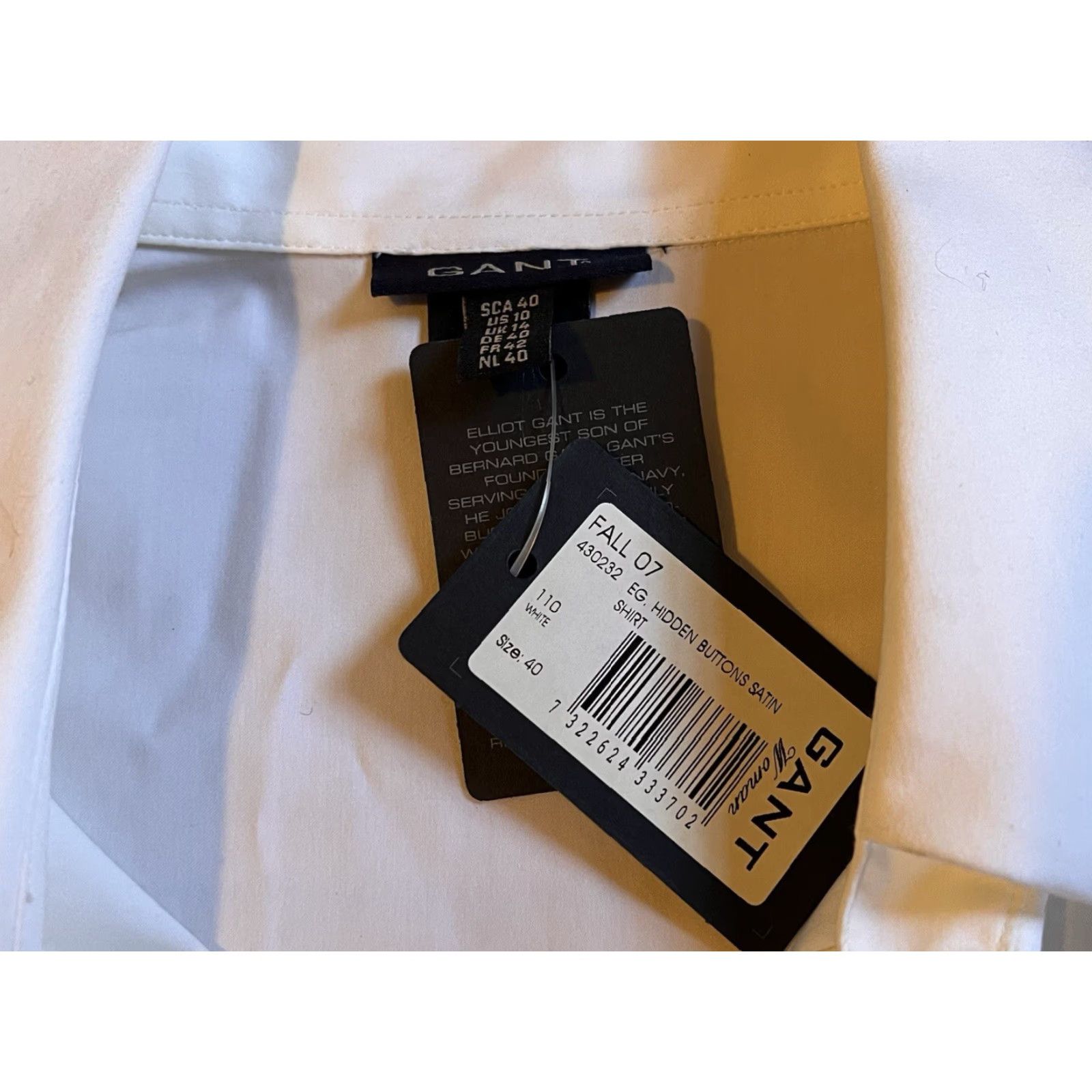 Gant Gant Satin Shirt Women’s 10 White Hidden Button Shirt Button-Up 10 White GANT Women Regular Size Type Regular Size L / US 10 / IT 46 - 5 Thumbnail
