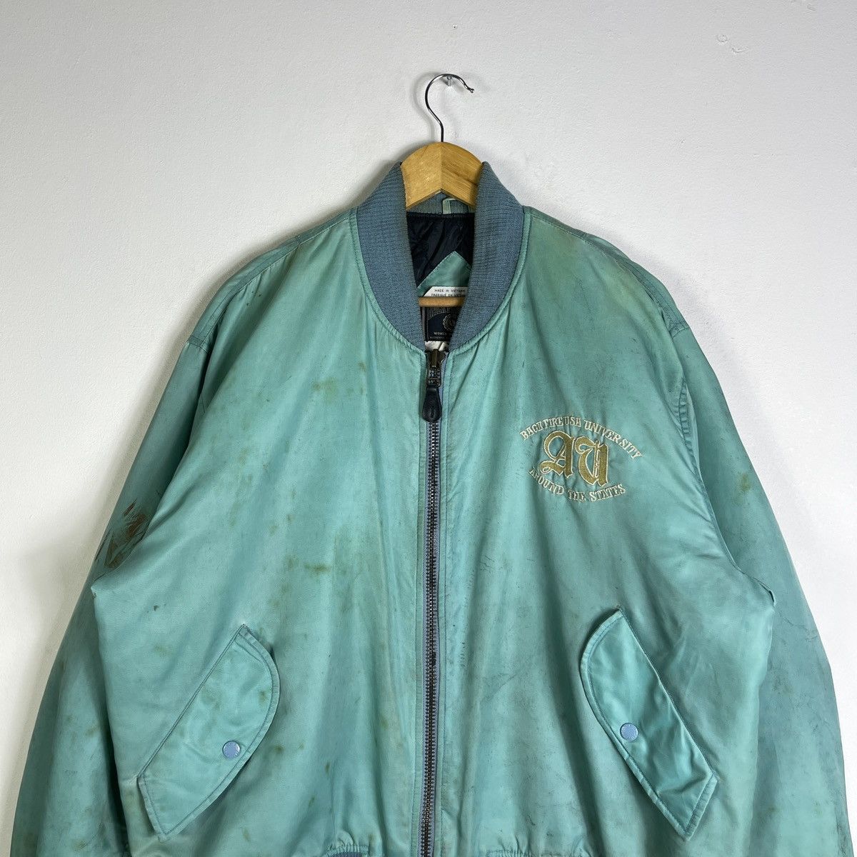 Vintage Vintage Back Fire USA University Bomber Jacket 93 Mint Green Size US M / EU 48-50 / 2 - 4 Thumbnail