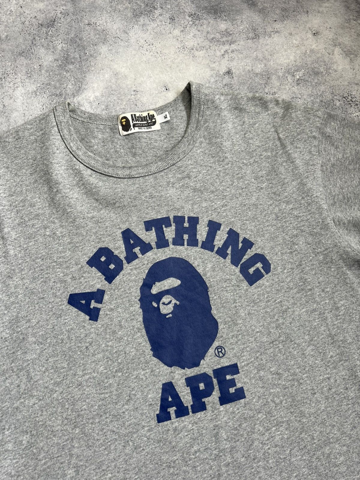 Bape Bape blue & grey college logo tee Size US XL / EU 56 / 4 - 2 Thumbnail