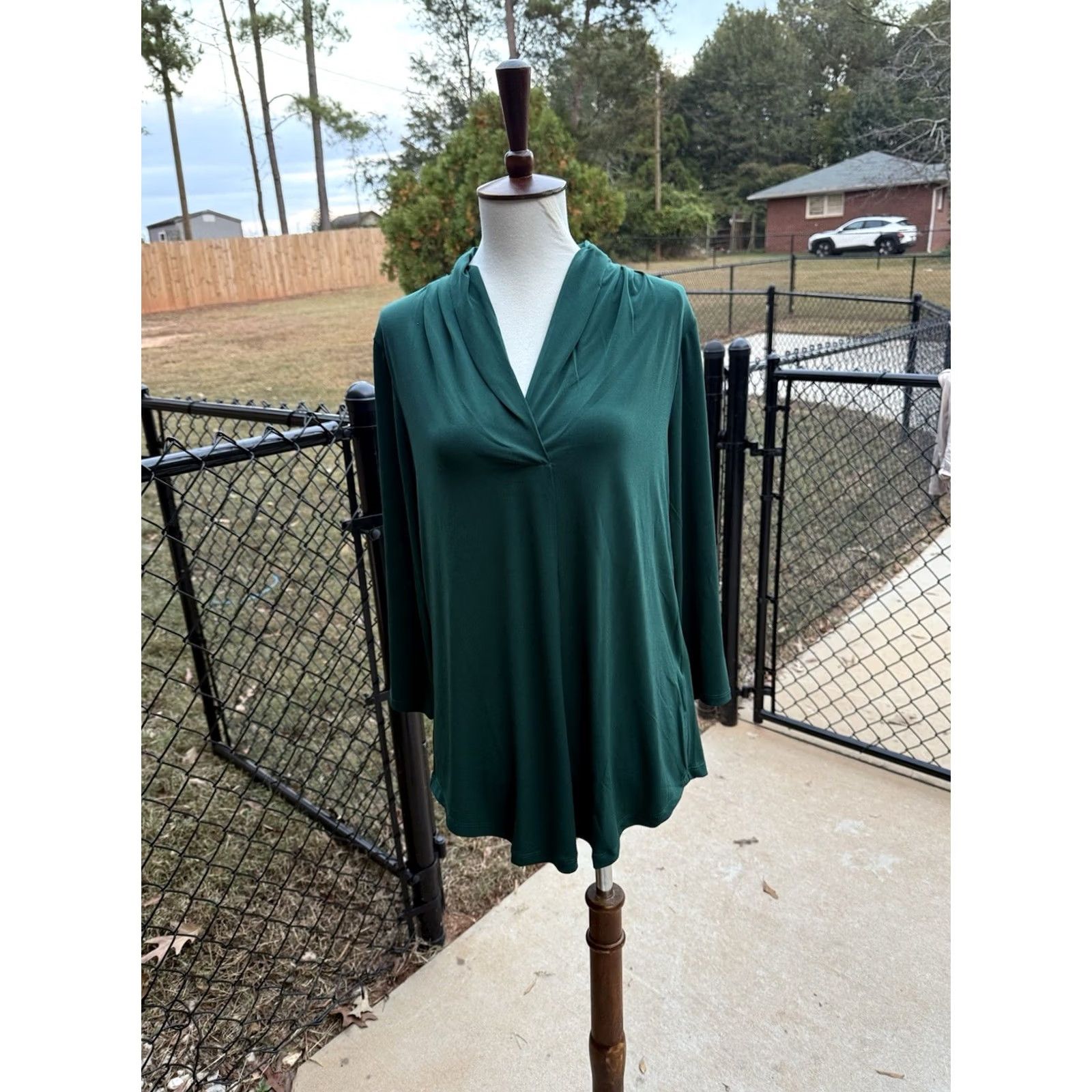 Charter Club VINTAGE Charter Club Knit V Neck Top Hunter Green Size Med New Size M / US 6-8 / IT 42-44 - 2 Thumbnail