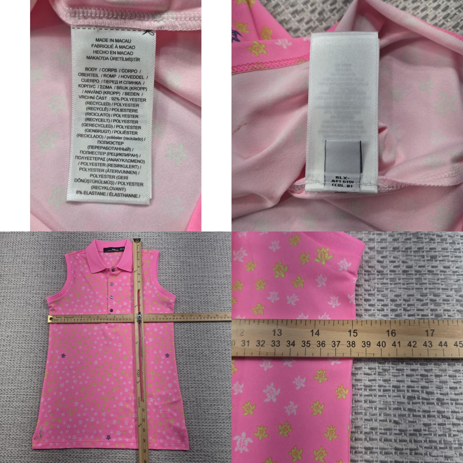 RLX Ralph Lauren RLX Ralph Lauren Polo Shirt Womens XXS Pink Turtle Print Golf Stretch Sleeveless Size XXS / US 00 / IT 34 - 8 Thumbnail