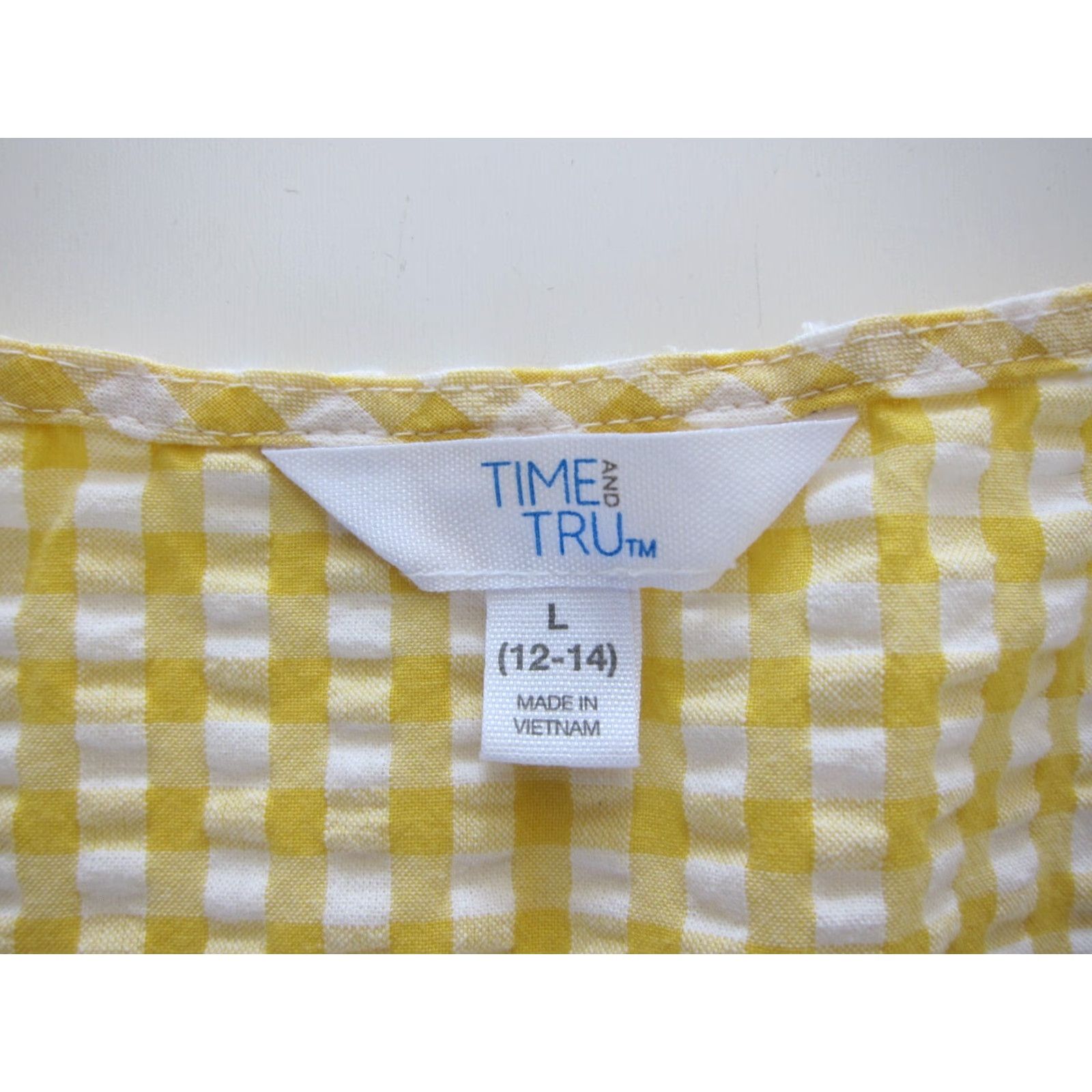 Vintage VINTAGE Time And True Cotton Stretch Yellow White Plaid Pocket V-Neck Tunic Dress 12-14 Size XL / US 12-14 / IT 48-50 - 4 Thumbnail