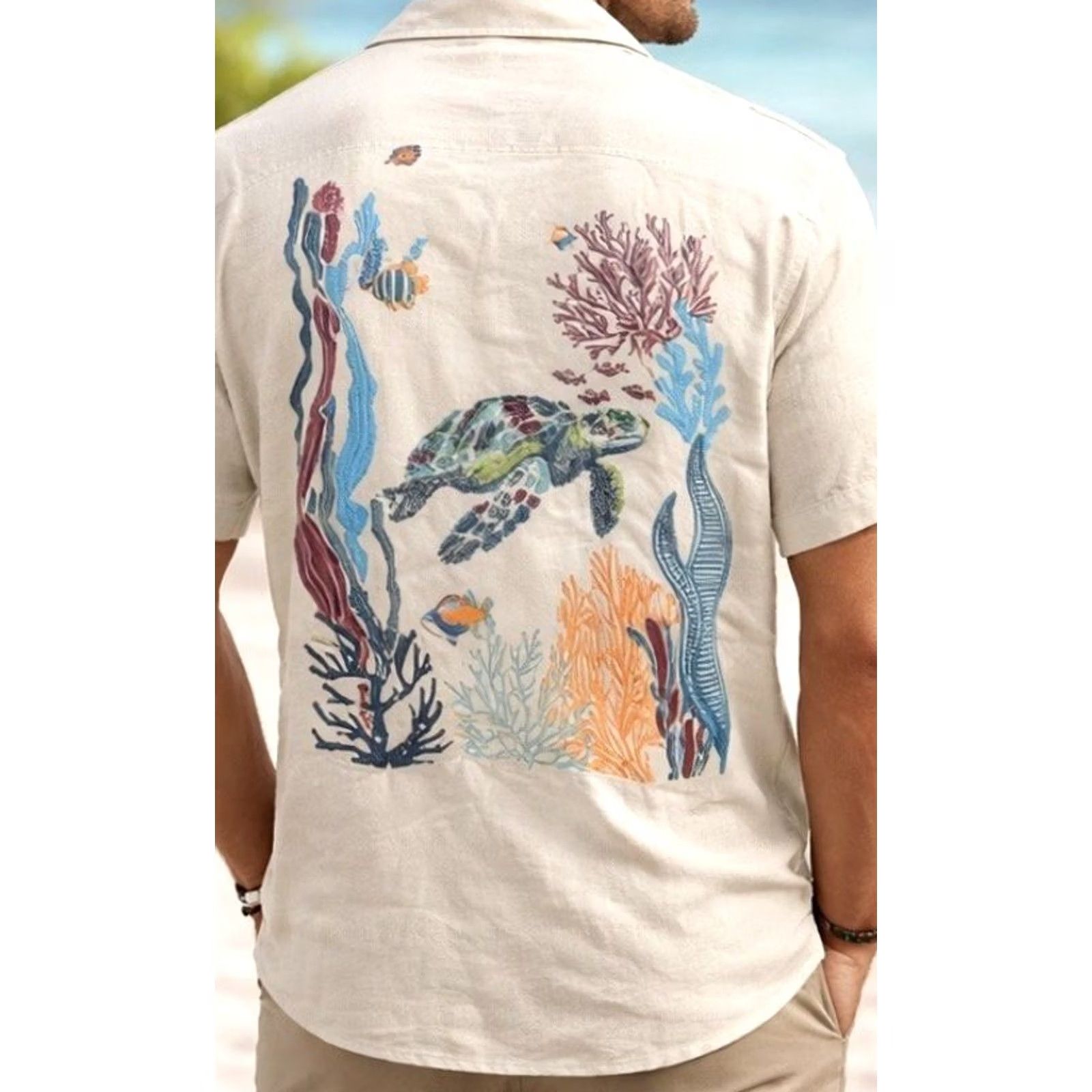 Vintage VINTAGE Caribbean Camp Shirt Mens M Sea Turtle Coral Reef Embroidered Tropical Size US M / EU 48-50 / 2 - 2 Thumbnail