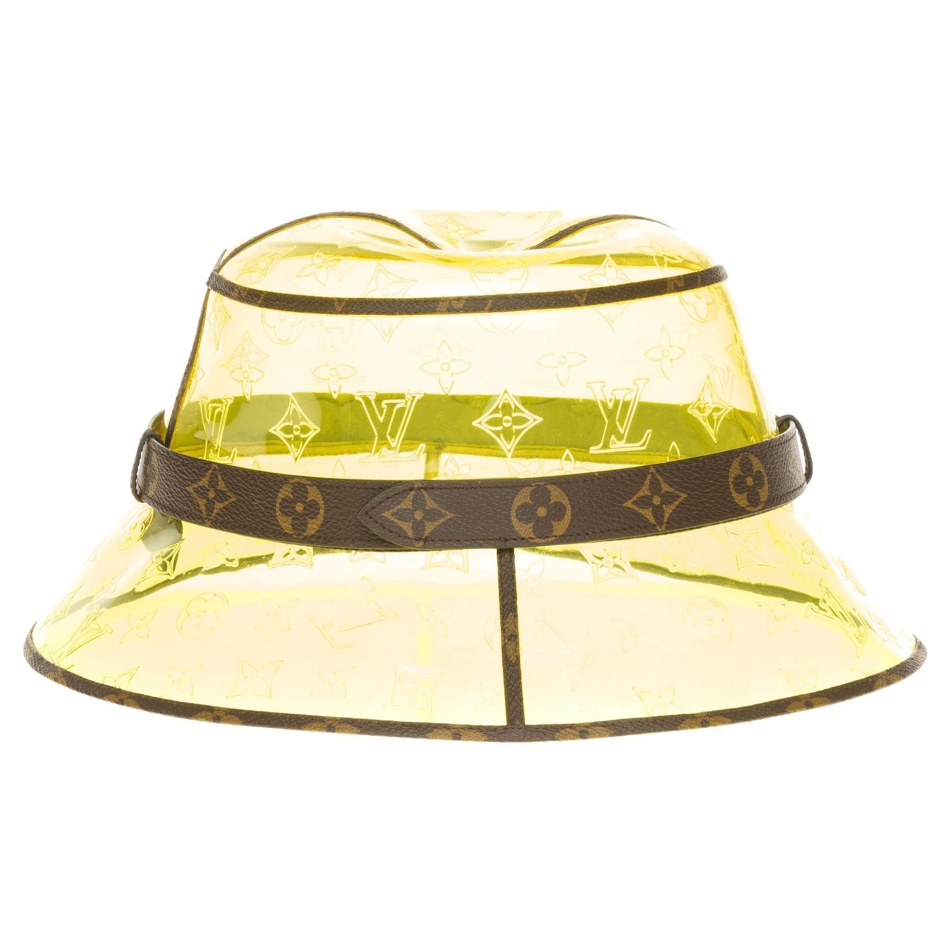 image of Louis Vuitton Sold Out- Louis Bob [Rain Hat] Bi-Material In Transparent Yellow Monogram Vinyl in Wh