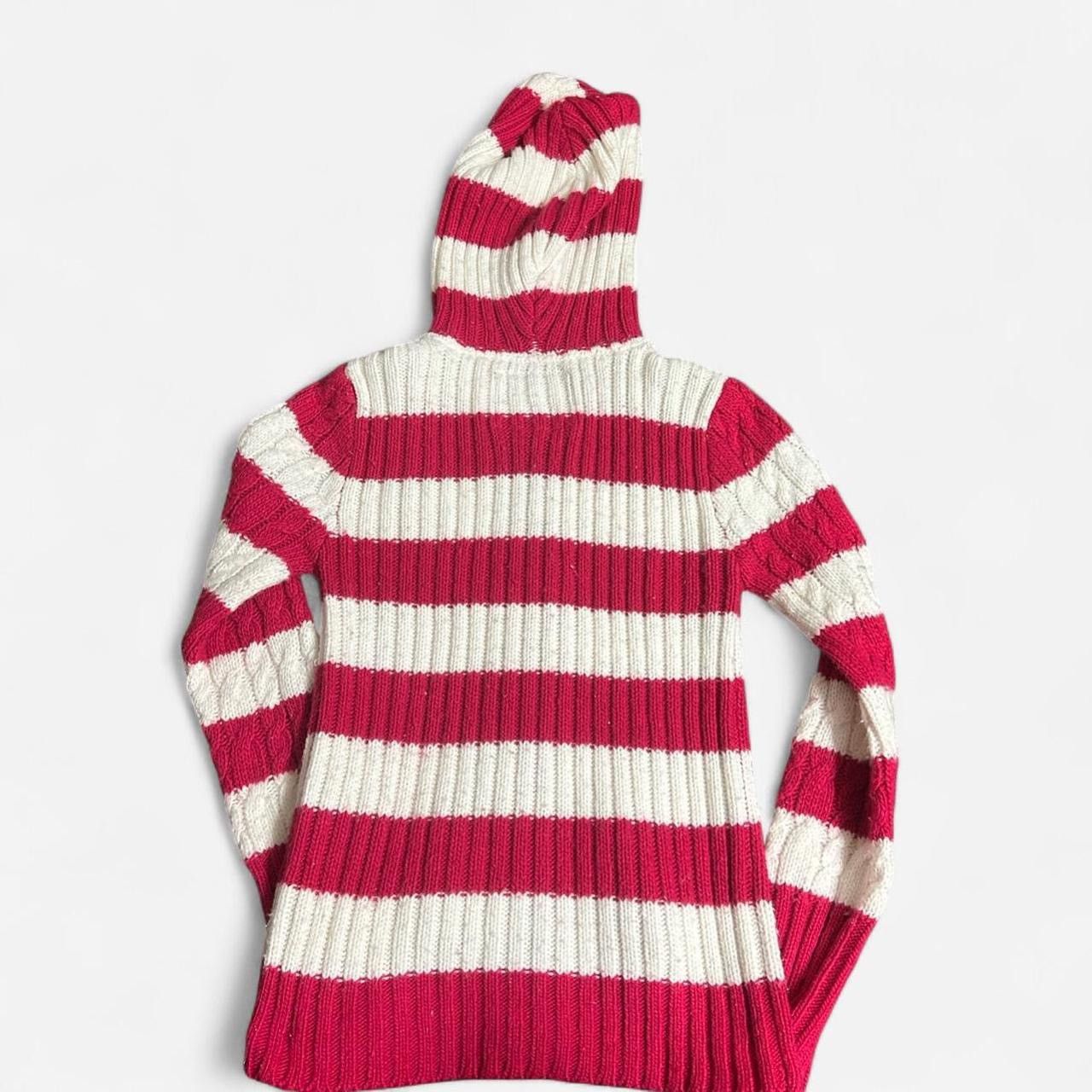 Aeropostale Vintage Aeropostale pink & white striped hooded cardigan Size L / US 10 / IT 46 - 2 Thumbnail