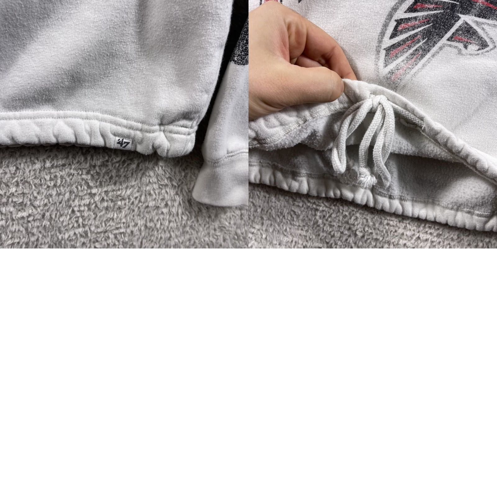 Vintage Atlanta Falcons Hoodie Women's Large White Cropped Boxy Pullover Sweatshirt '47 Size L / US 10 / IT 46 - 9 Thumbnail