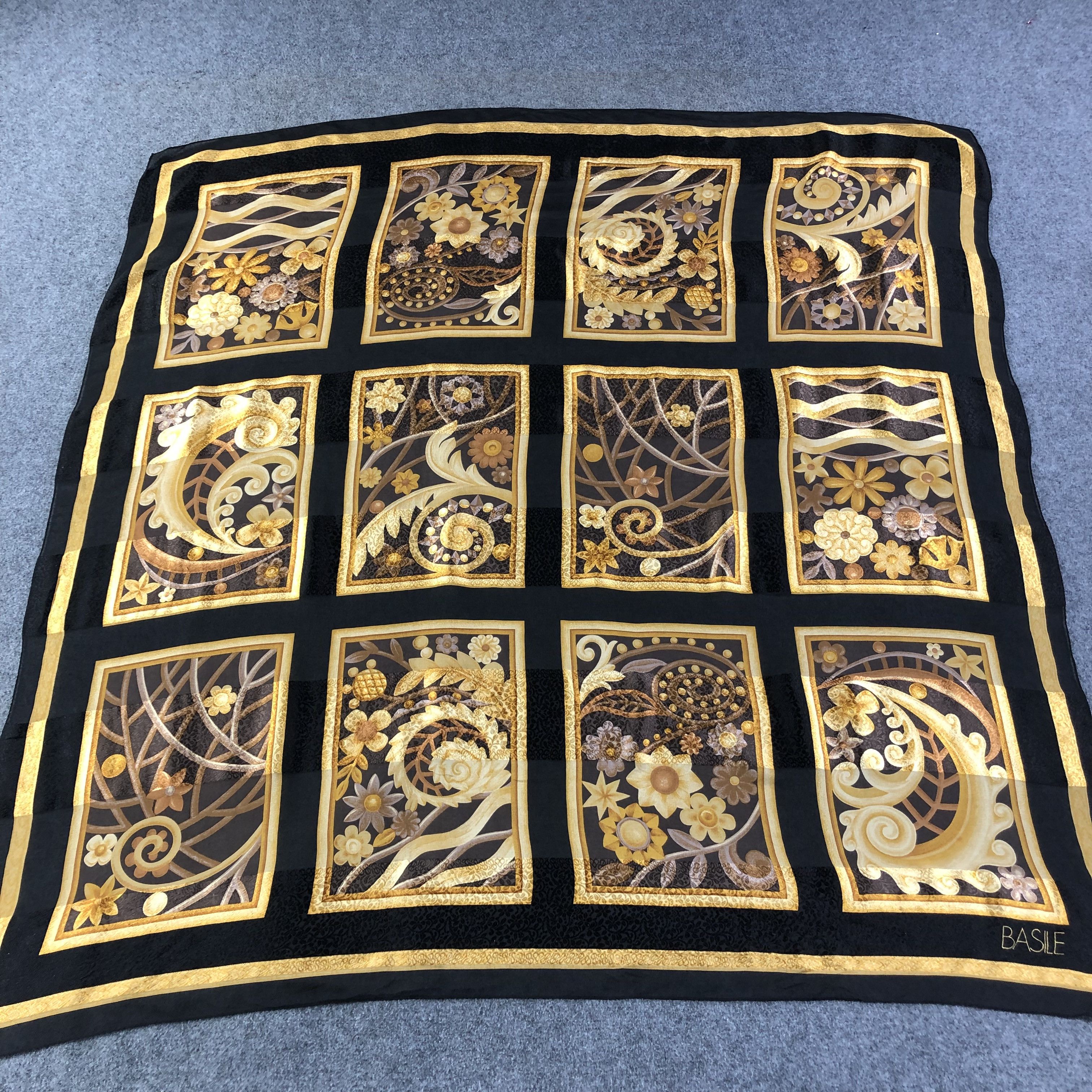 Japanese Brand Basile Luxury Silk Scarf M756 Size ONE SIZE - 1 Thumbnail