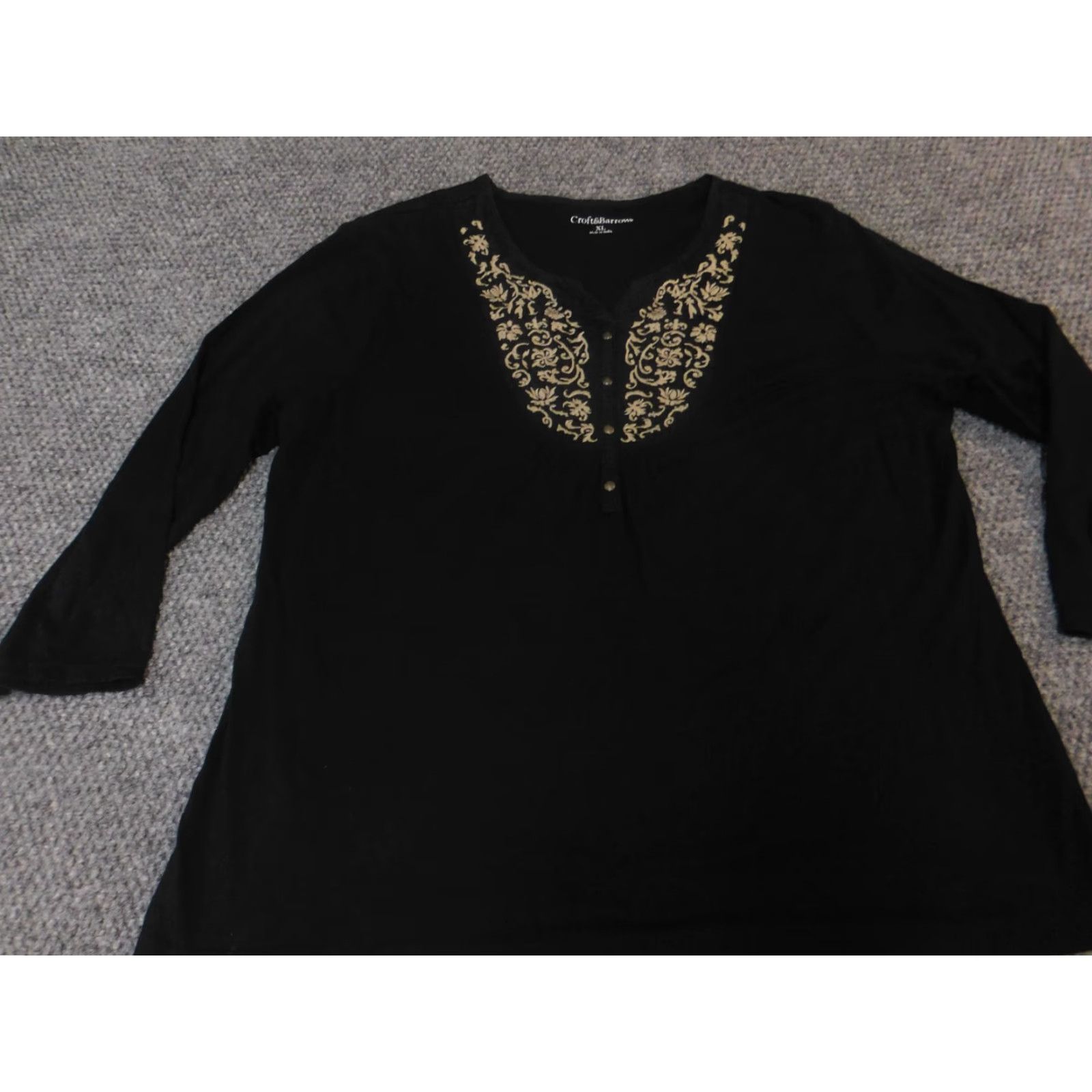 Croft & Barrow Croft & Barrow Blouse Womens XL Black Crew Neck Pullover Stretch Casual Shirt Regular Size XL / US 12-14 / IT 48-50 - 3 Thumbnail